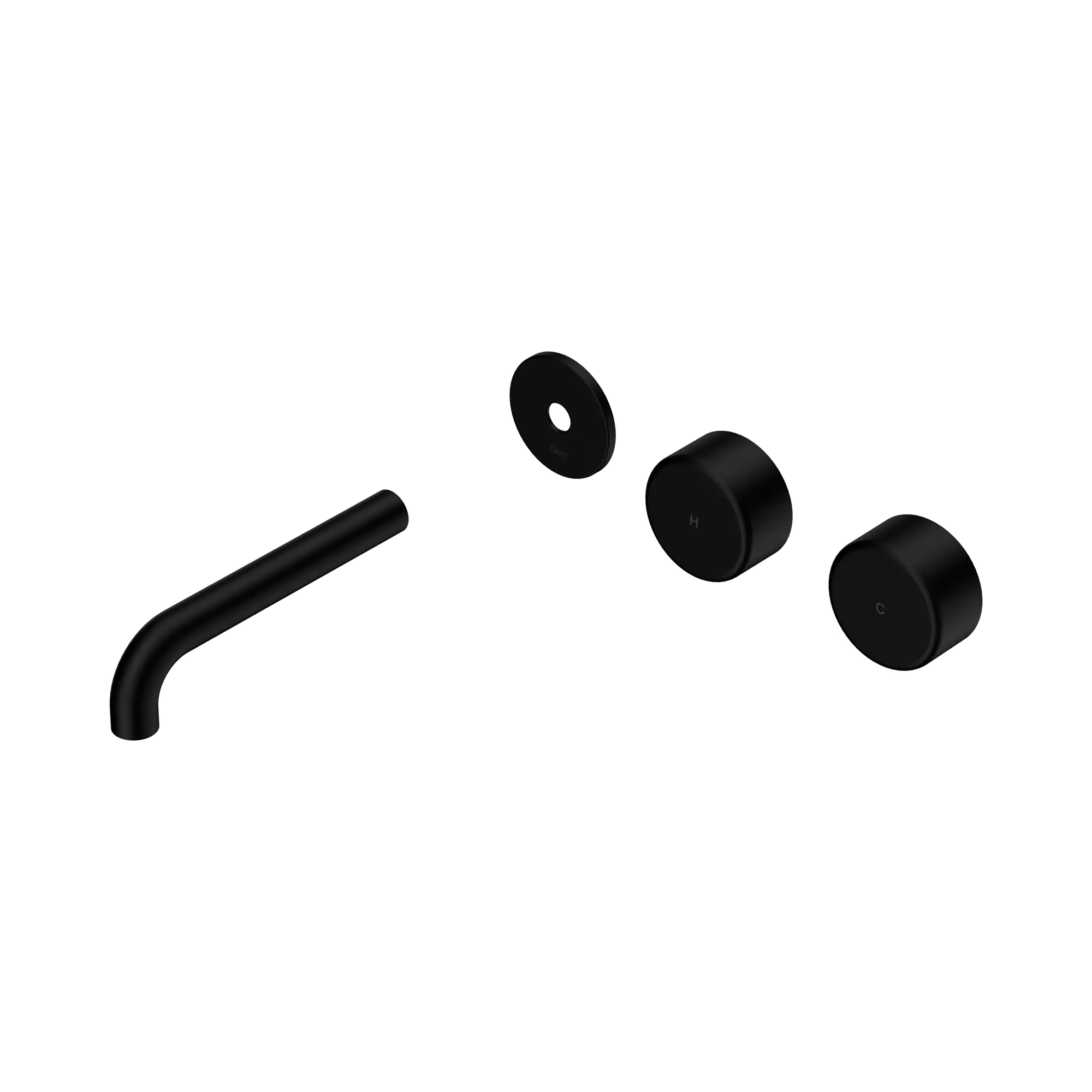 24 D097 MB Serenity Wall Basin Set 160mm Offset spout With Metal Handle Trim Kit Only Matte Black image 1