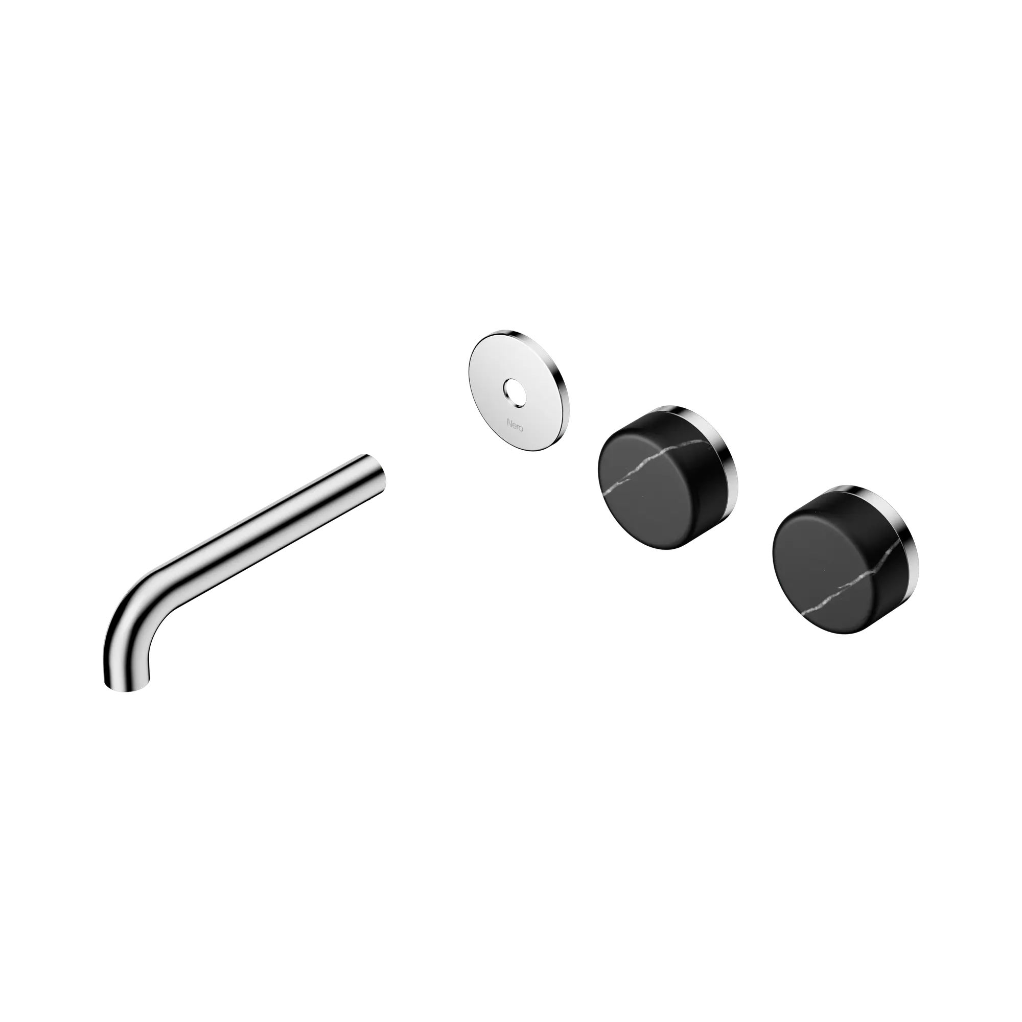 24 D113 CH Serenity Wall Basin Set 160mm Offset spout With Marquina Black Handle Trim Kit Only Chrome image 1