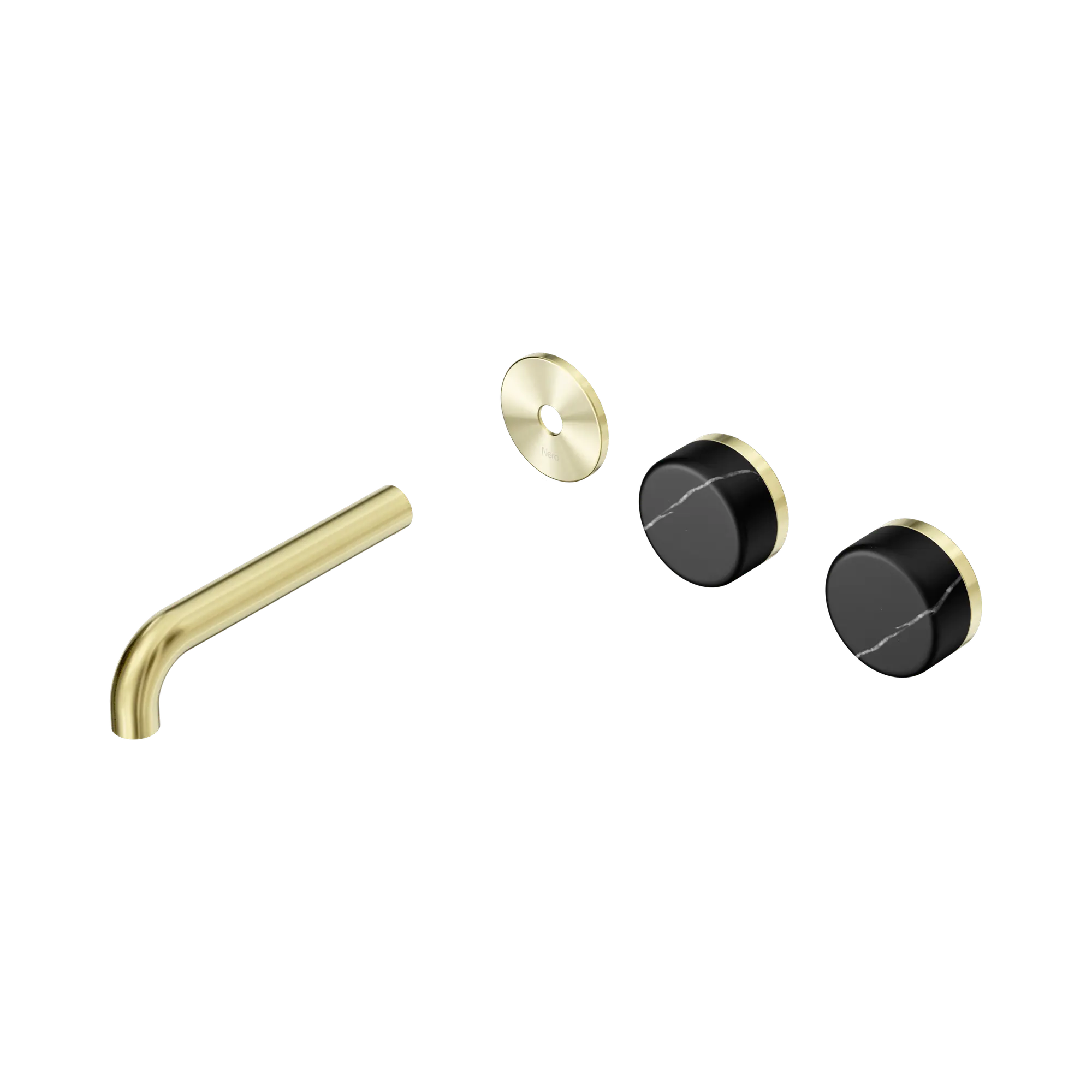24 D113 BG Serenity Wall Basin Set 160mm Offset spout With Marquina Black Handle Trim Kit Only Brushed Gold image 1