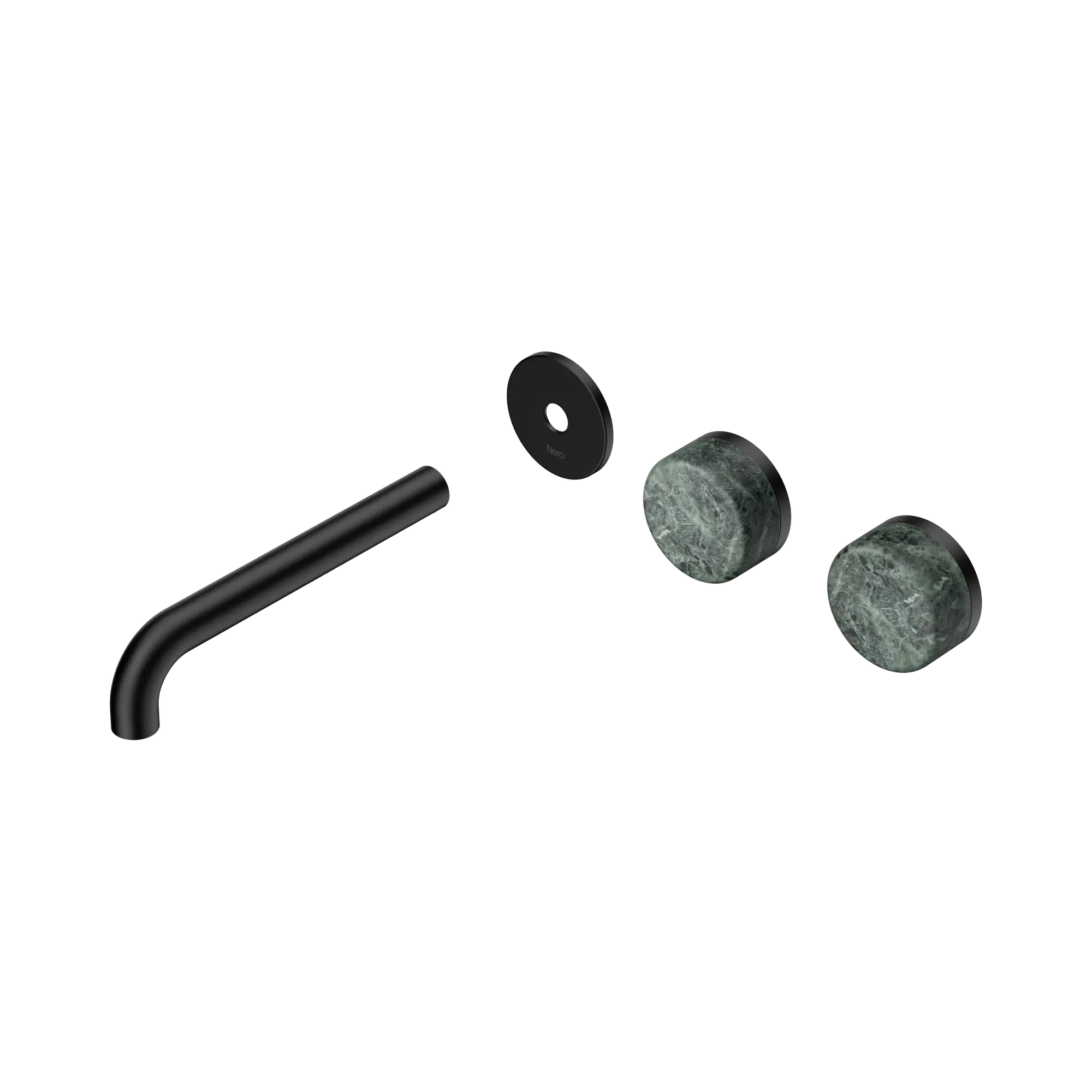 24 D099 MB Serenity Wall Basin Set 185mm Offset spout With Verde Alpi Handle Trim Kit Only Matte Black image 1