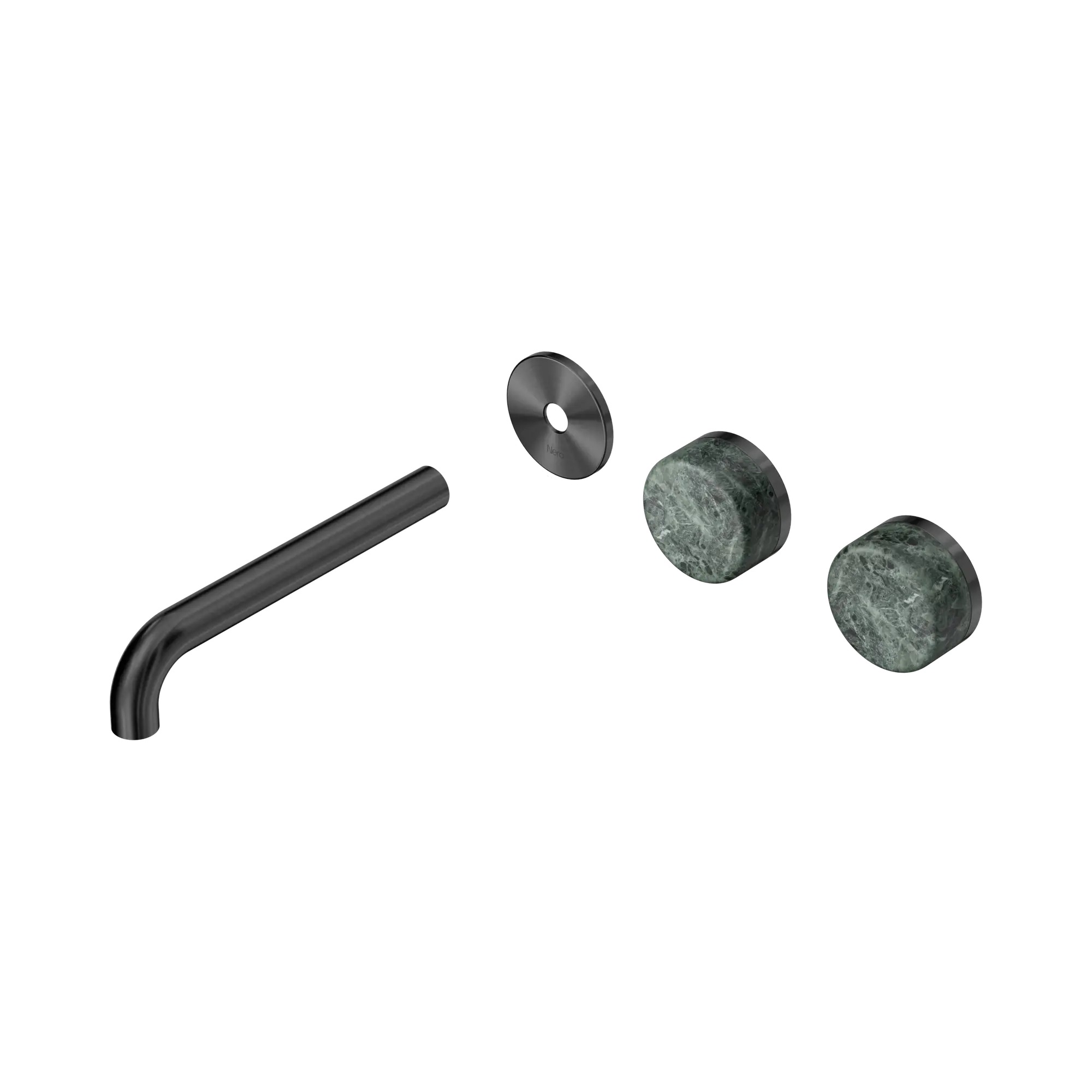 24 D099 GM Serenity Wall Basin Set 185mm Offset spout With Verde Alpi Handle Trim Kit Only Gun Metal image 1