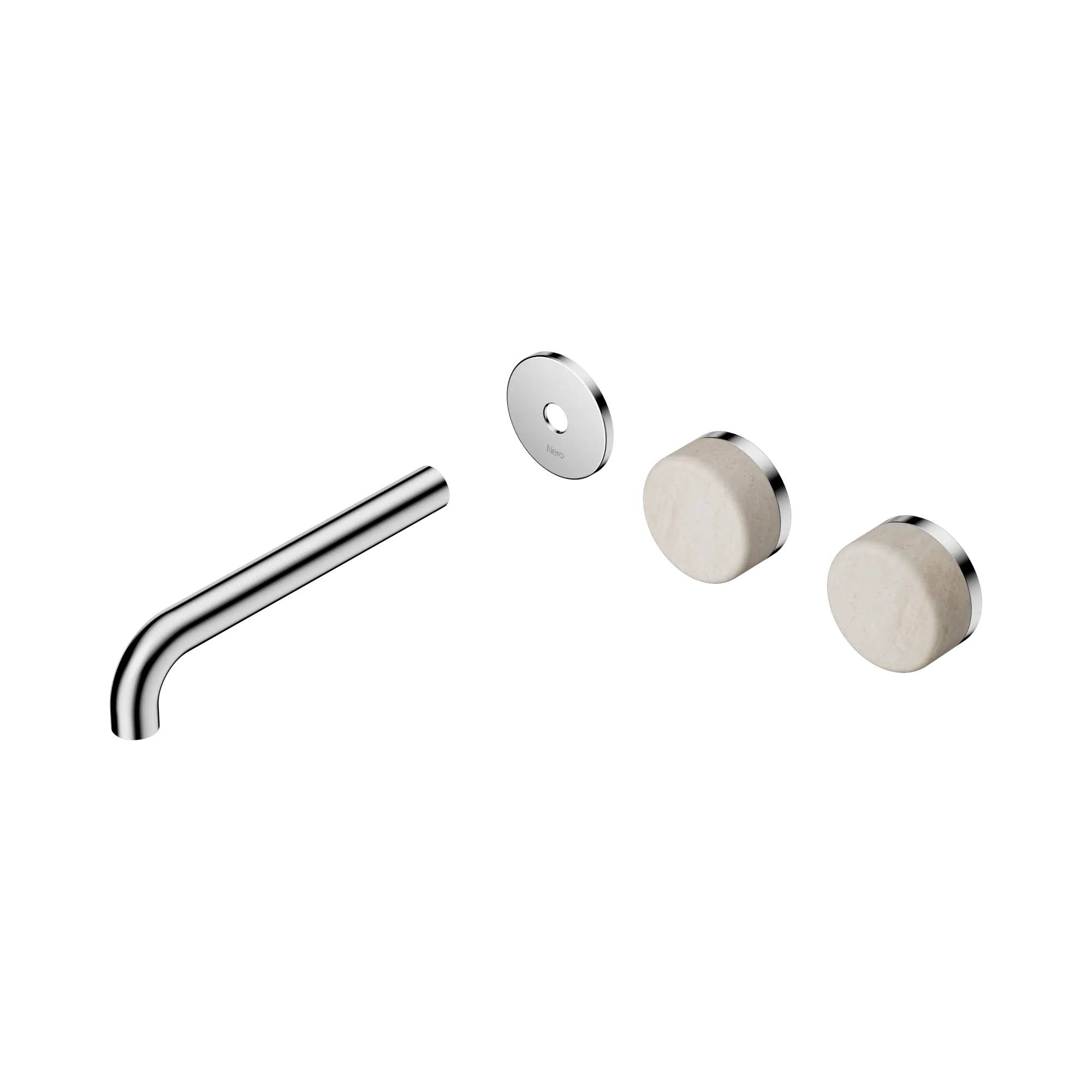 24 D100 CH Serenity Wall Basin Set 185mm Offset spout With Rome Travertine Handle Trim Kit Only Chrome image 1