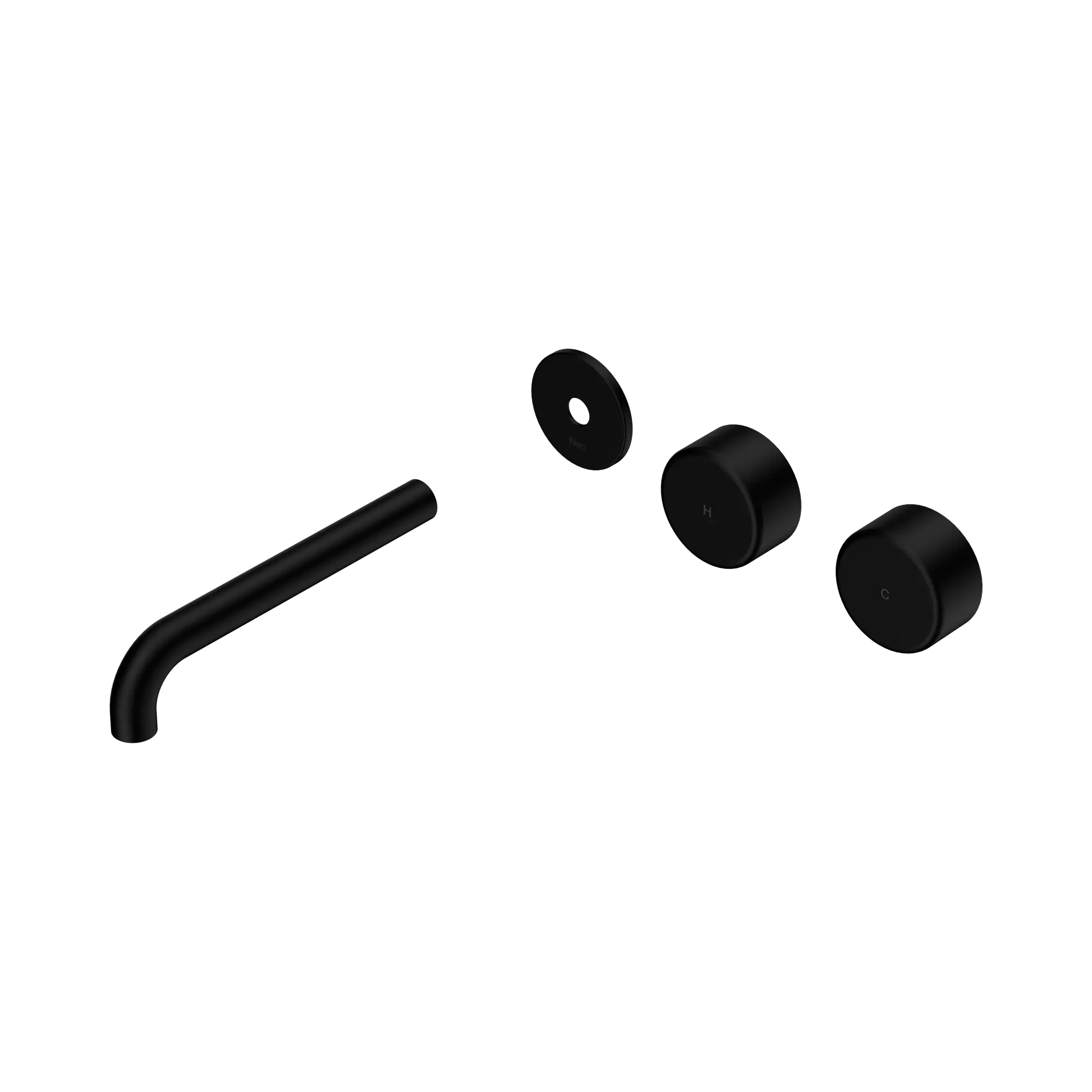 24 D103 MB Serenity Wall Basin Set 185mm Offset spout With Metal Handle Trim Kit Only Matte Black image 1