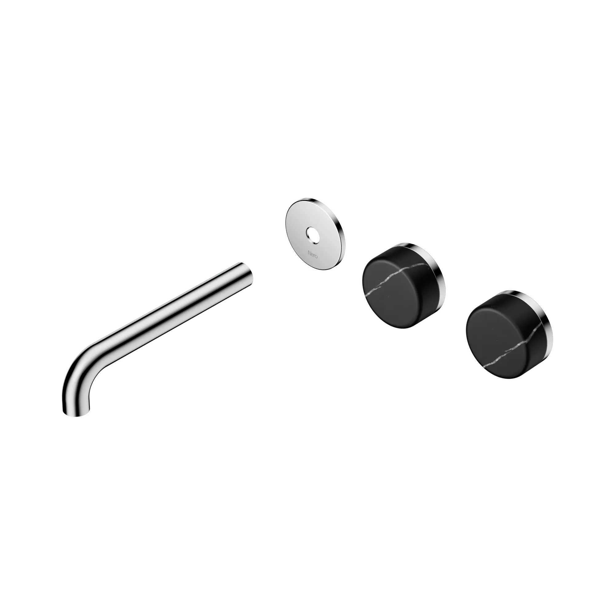 24 D114 CH Serenity Wall Basin Set 185mm Offset spout With Marquina Black Handle Trim Kit Only Chrome image 1