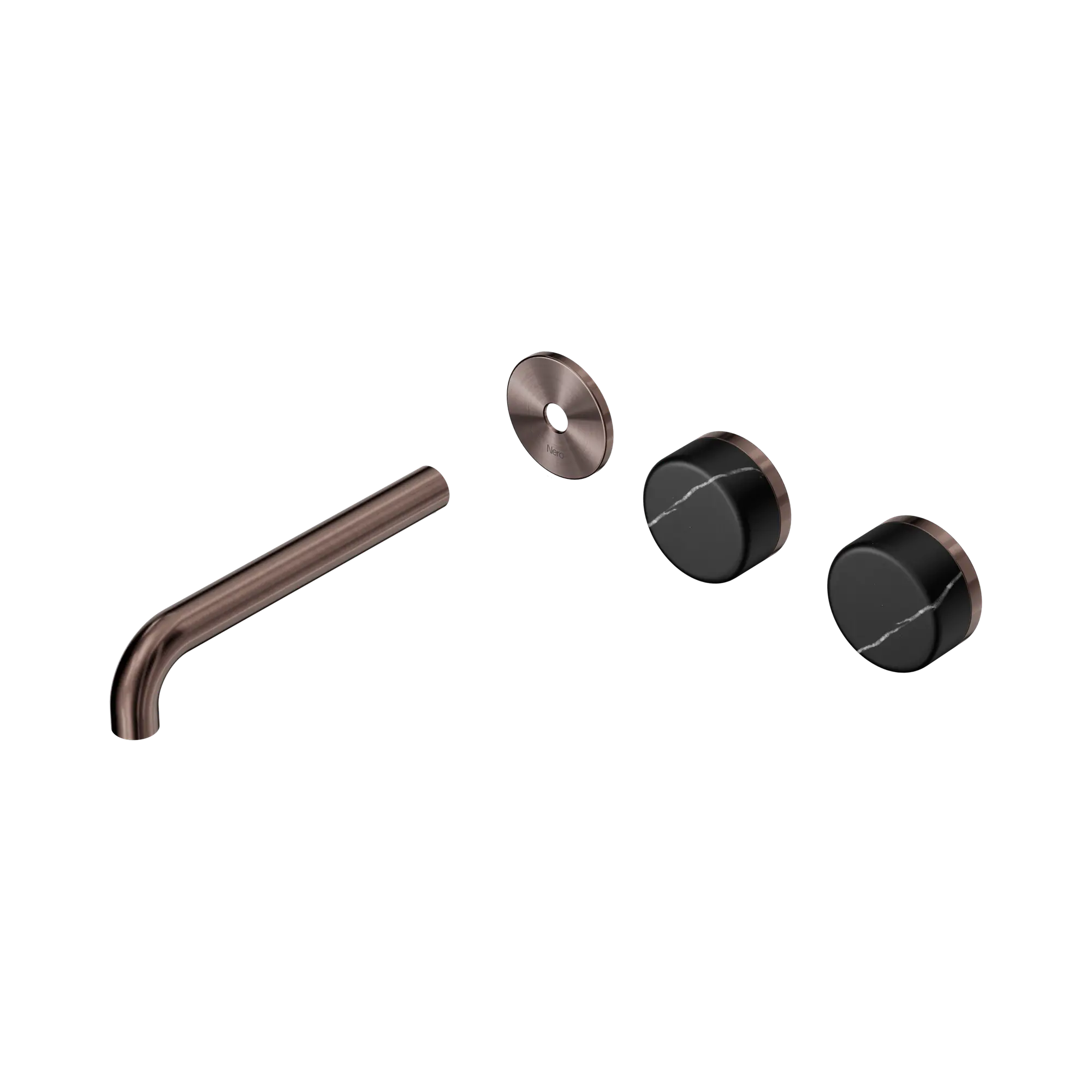 24 D114 BZ Serenity Wall Basin Set 185mm Offset spout With Marquina Black Handle Trim Kit Only Brushed Bronze image 1