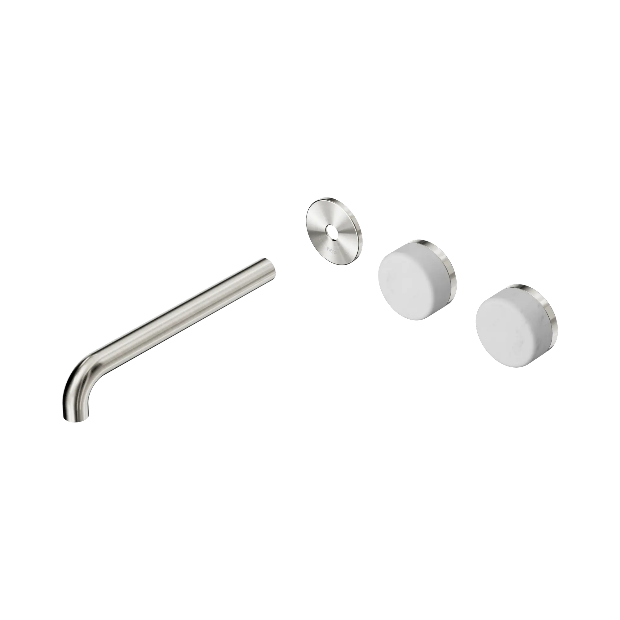 24 D104 BN Serenity Wall Basin Set 220mm Offset spout With Carrara Handle Trim Kit Only Brushed Nickel image 1