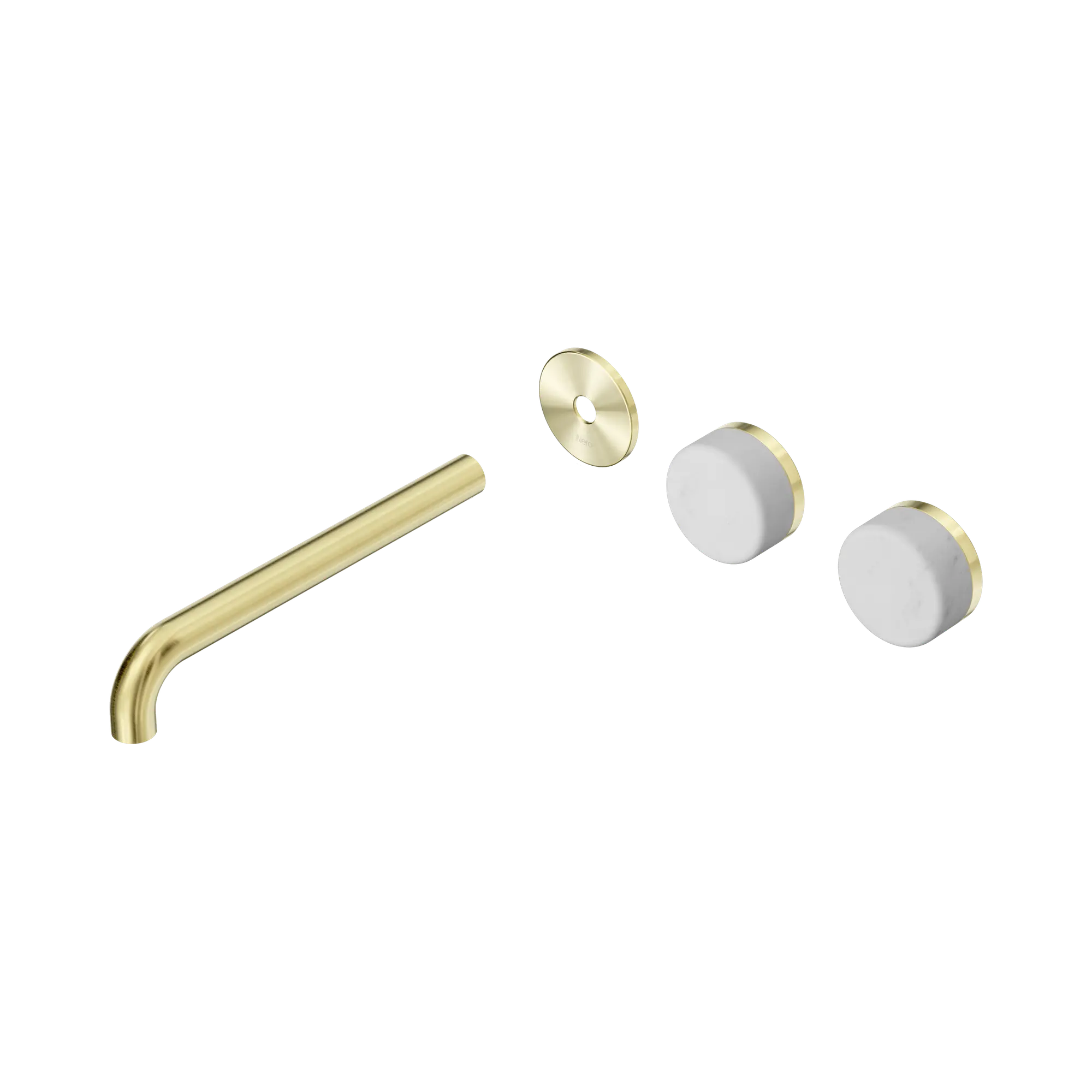 24 D104 BG Serenity Wall Basin Set 220mm Offset spout With Carrara Handle Trim Kit Only Brushed Gold image 1