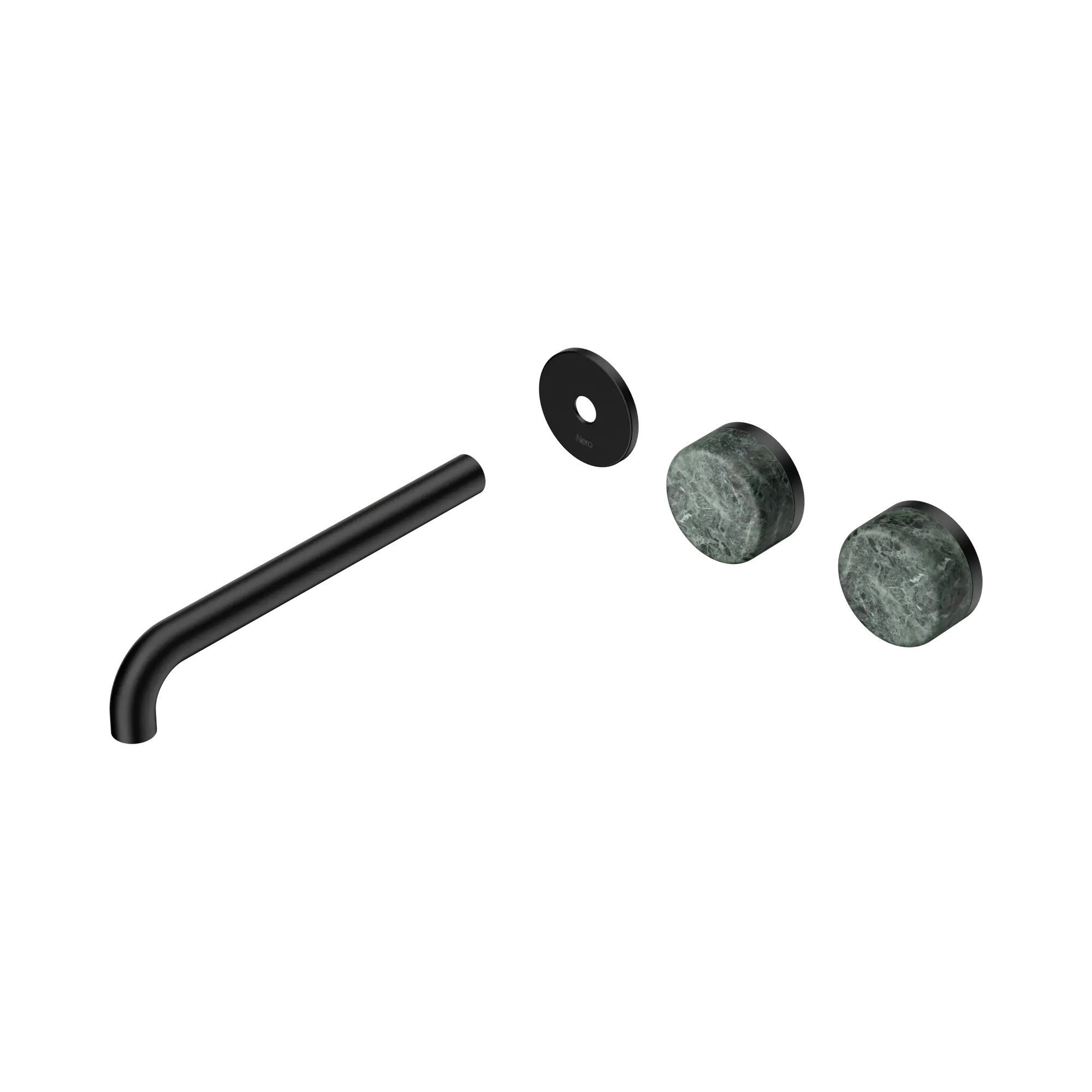 24 D105 MB Serenity Wall Basin Set 220mm Offset spout With Verde Alpi Handle Trim Kit Only Matte Black image 1