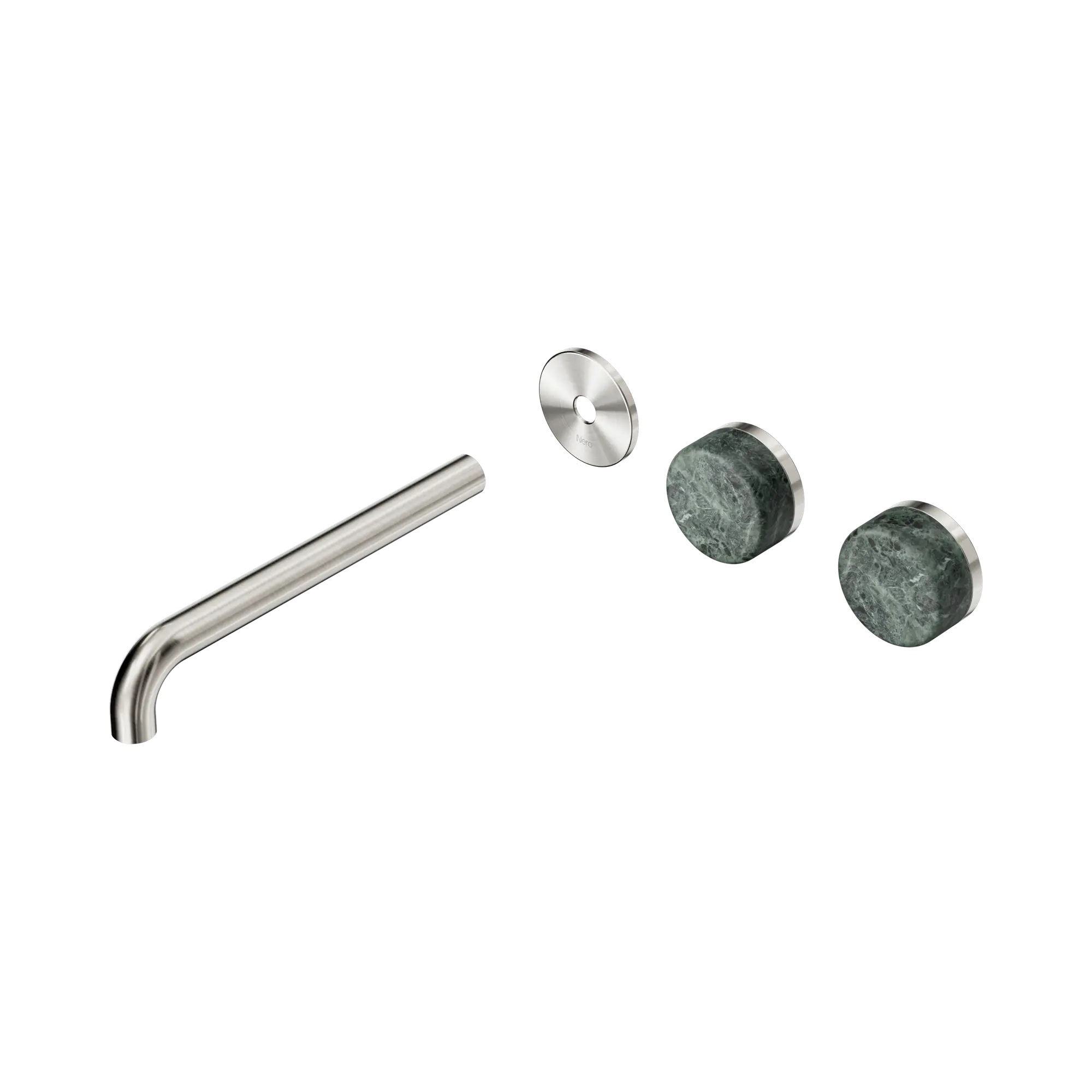 24 D105 BN Serenity Wall Basin Set 220mm Offset spout With Verde Alpi Handle Trim Kit Only Brushed Nickel image 1