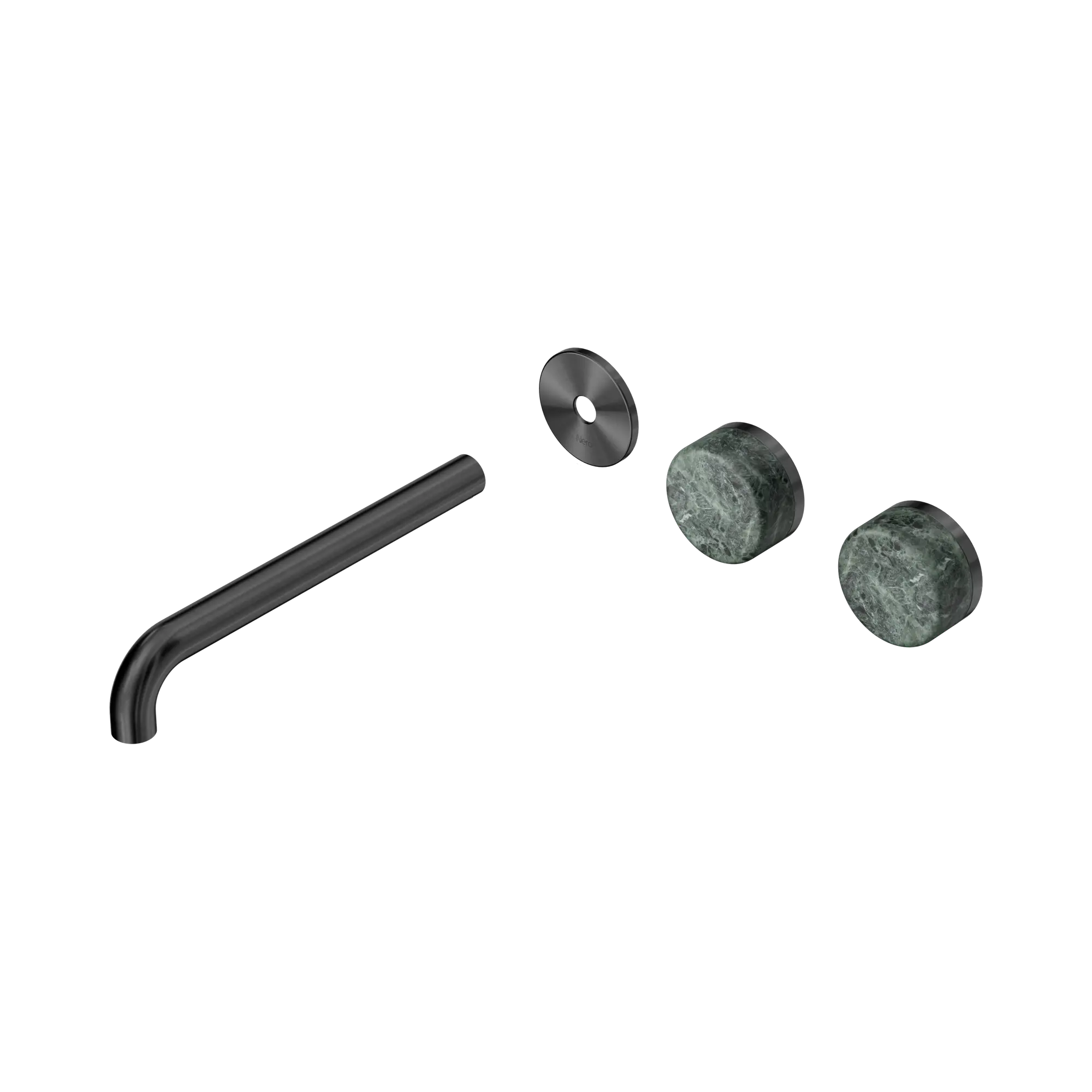 24 D105 GM Serenity Wall Basin Set 220mm Offset spout With Verde Alpi Handle Trim Kit Only Gun Metal image 1