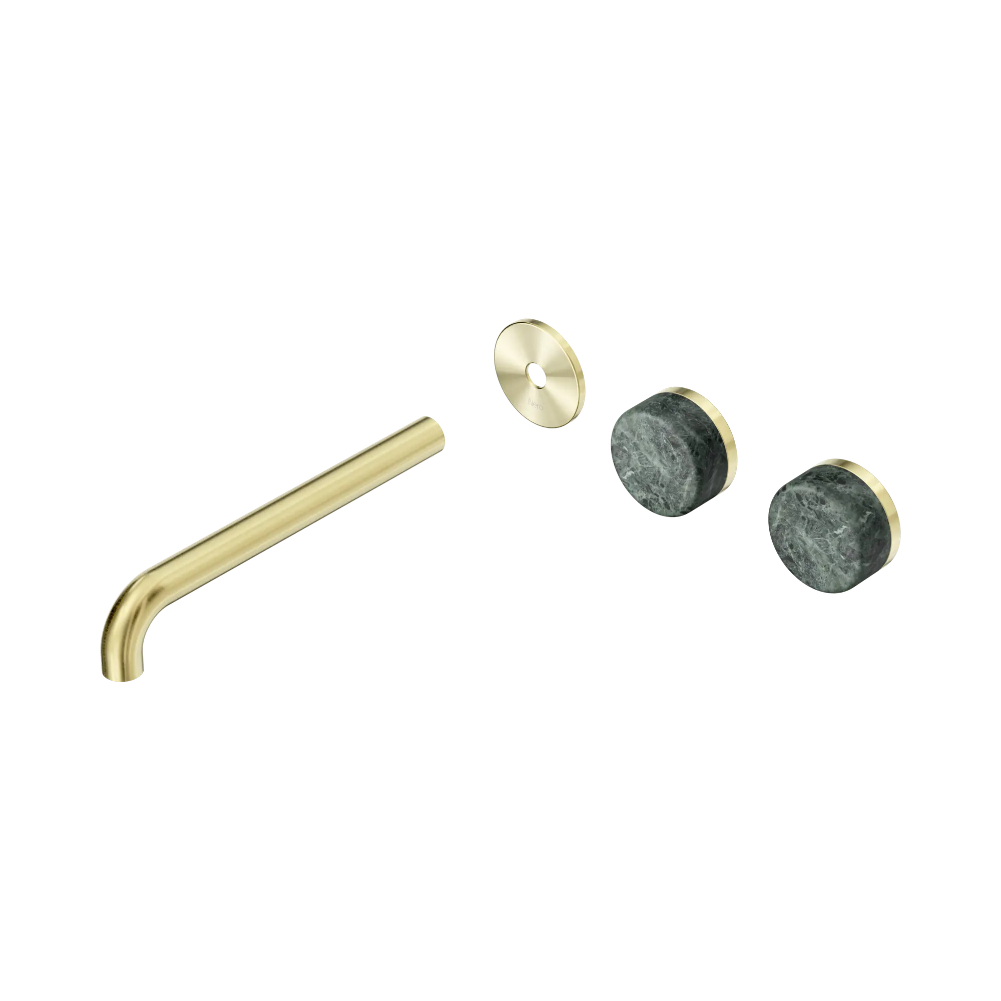 24 D105 BG Serenity Wall Basin Set 220mm Offset spout With Verde Alpi Handle Trim Kit Only Brushed Gold image 1