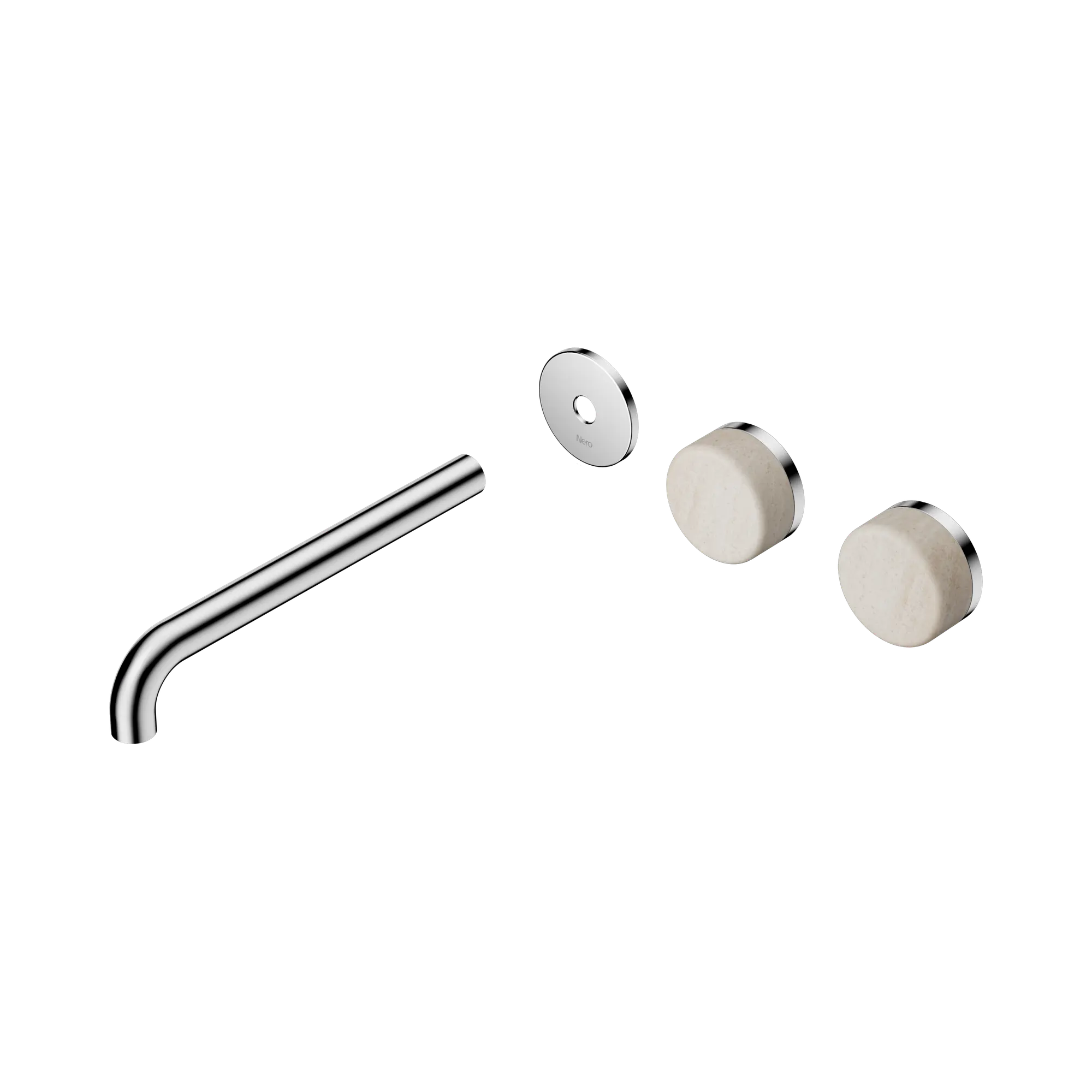 24 D106 CH Serenity Wall Basin Set 220mm Offset spout With Rome Travertine Handle Trim Kit Only Chrome image 1