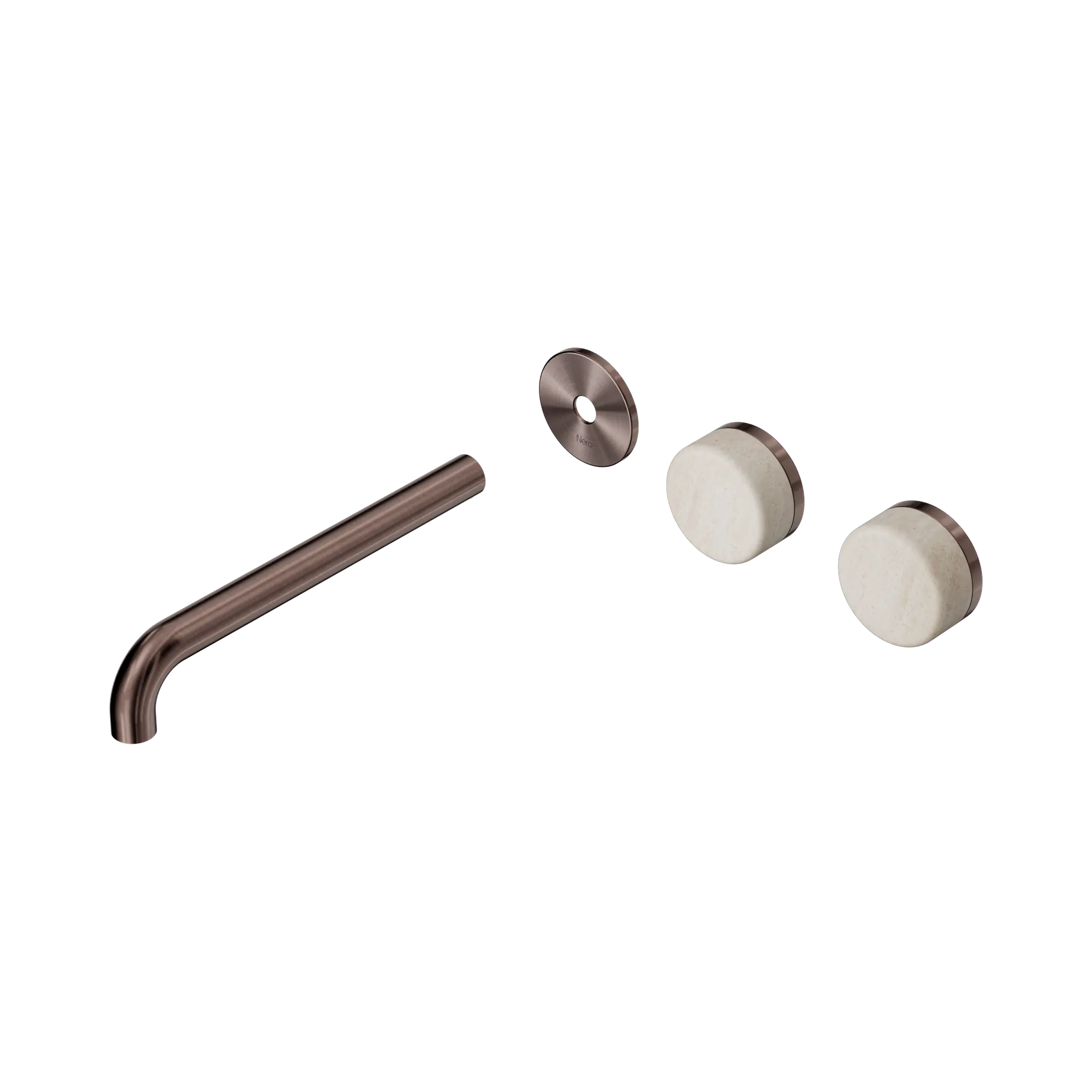 24 D106 BZ Serenity Wall Basin Set 220mm Offset spout With Rome Travertine Handle Trim Kit Only Brushed Bronze image 1