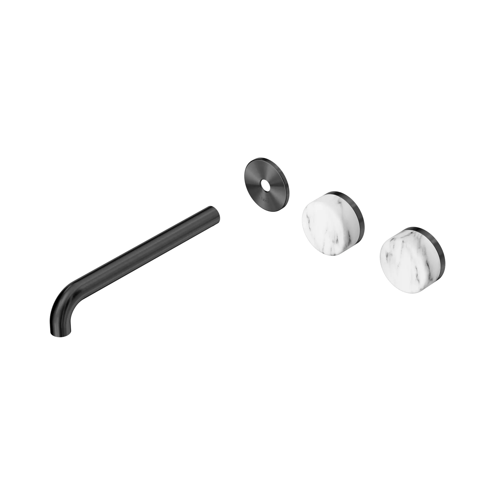 24 D107 GM Serenity Wall Basin Set 220mm Offset spout With Arabescato Corchia Handle Trim Kit Only Gun Metal image 1