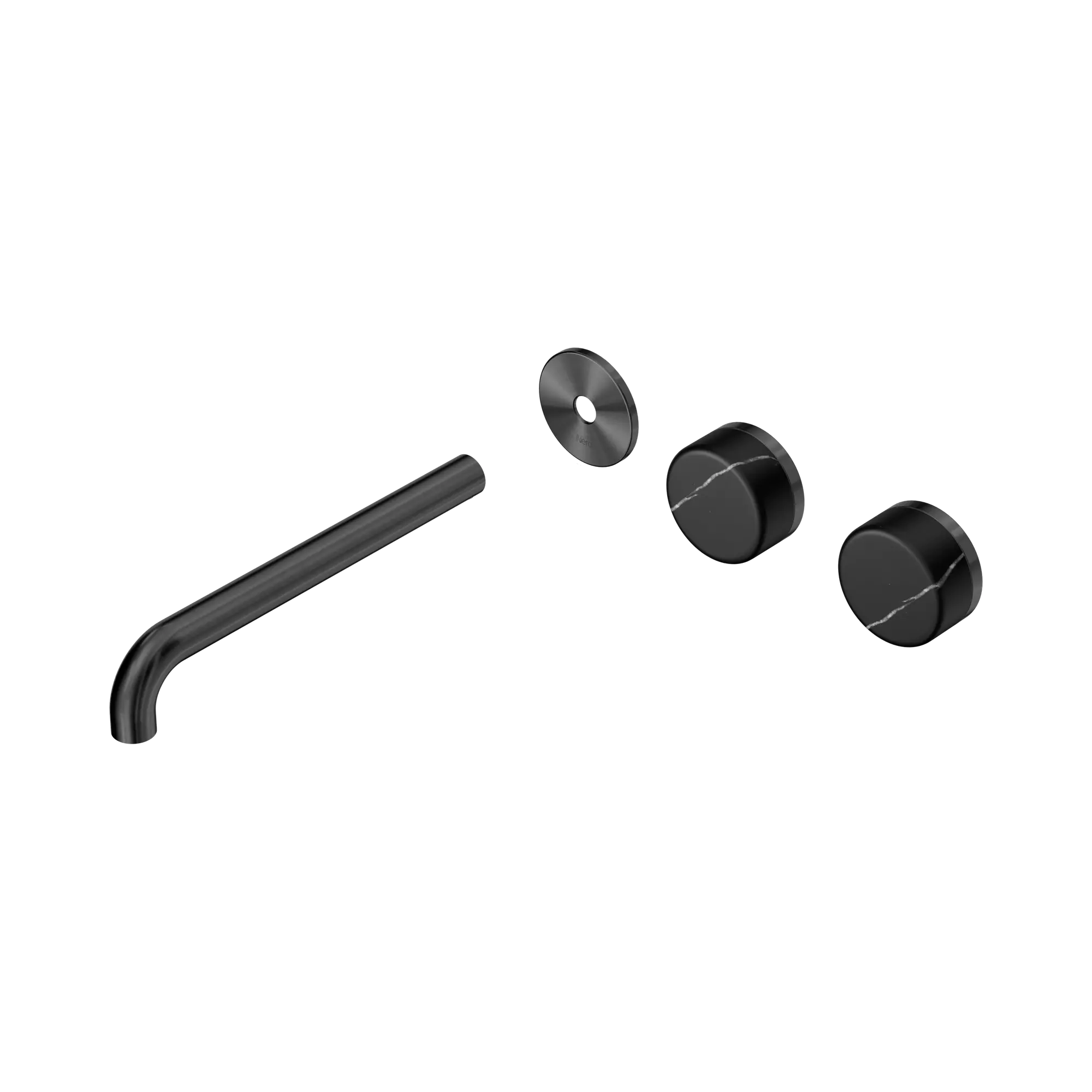 24 D115 GM Serenity Wall Basin Set 220mm Offset spout With Marquina Black Handle Trim Kit Only Gun Metal image 1