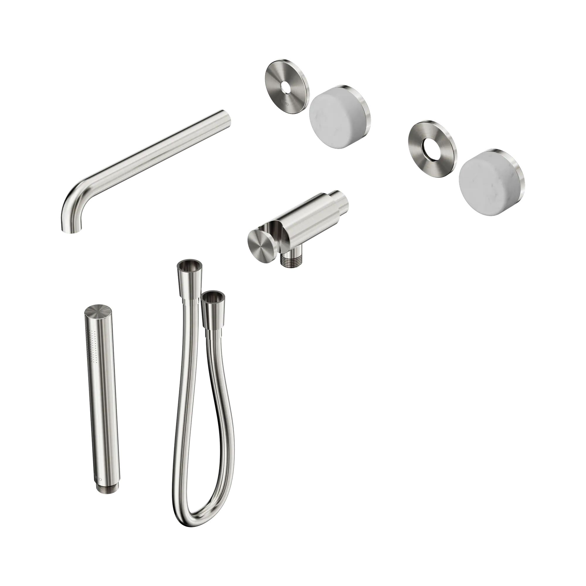 24 E079 BN Serenity Progressive Shower System With Spout With Carrara Handle And Slim Shower Trim Kit Only Brushed Nickel image 1