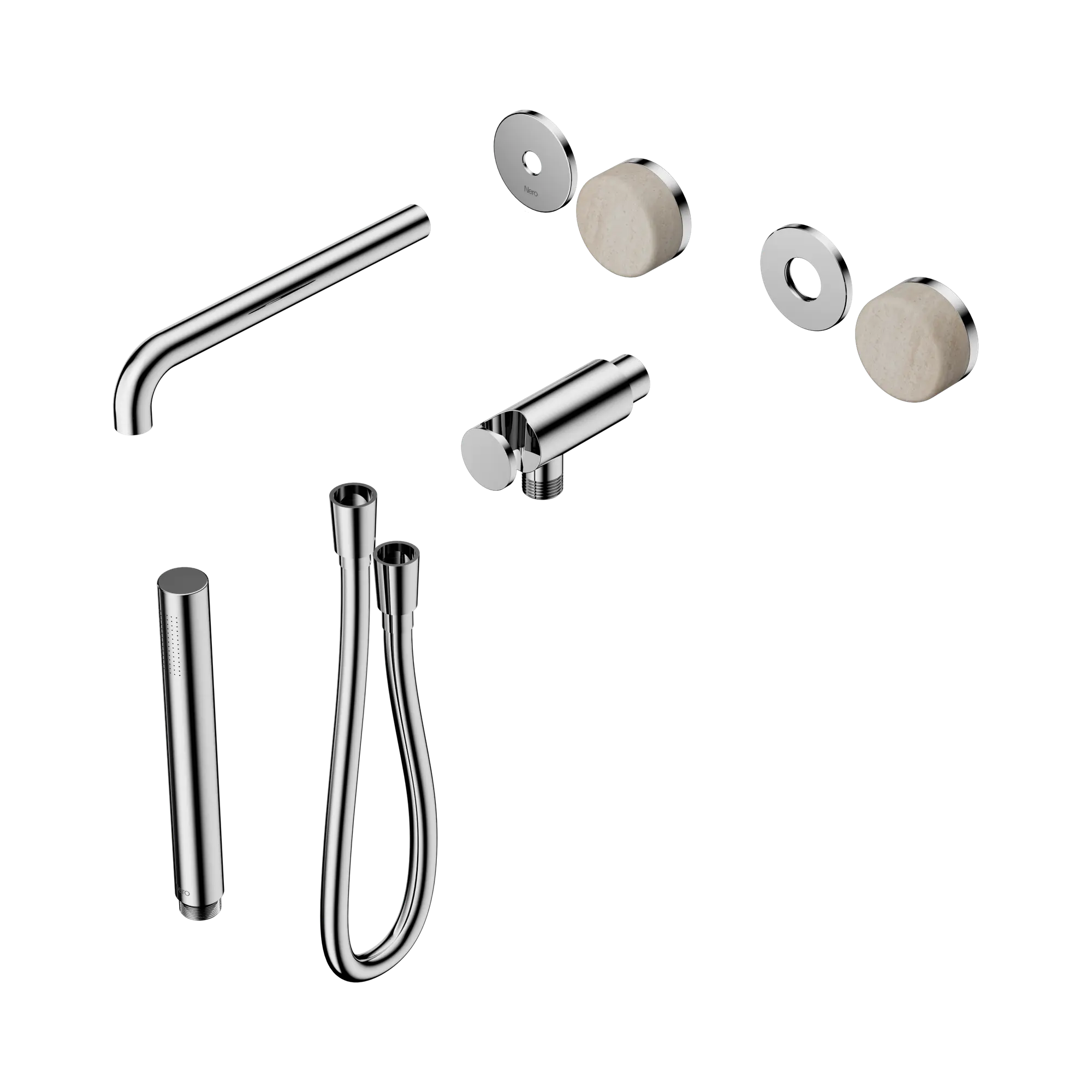 24 E081 CH Serenity Progressive Shower System With Spout With Rome Travertine Handle And Slim Shower Trim Kit Only Chrome image 1