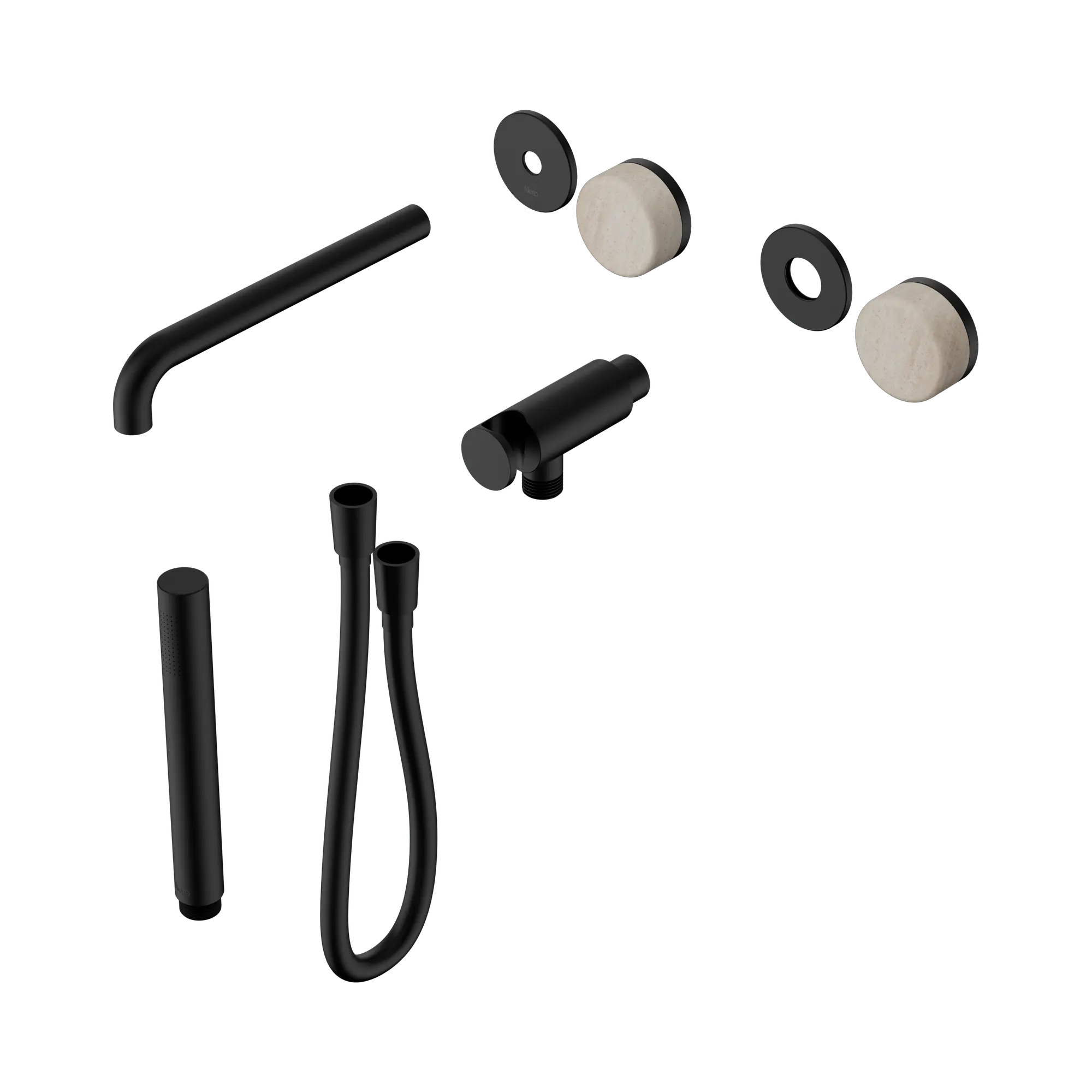 24 E081 MB Serenity Progressive Shower System With Spout With Rome Travertine Handle And Slim Shower Trim Kit Only Matte Black image 1