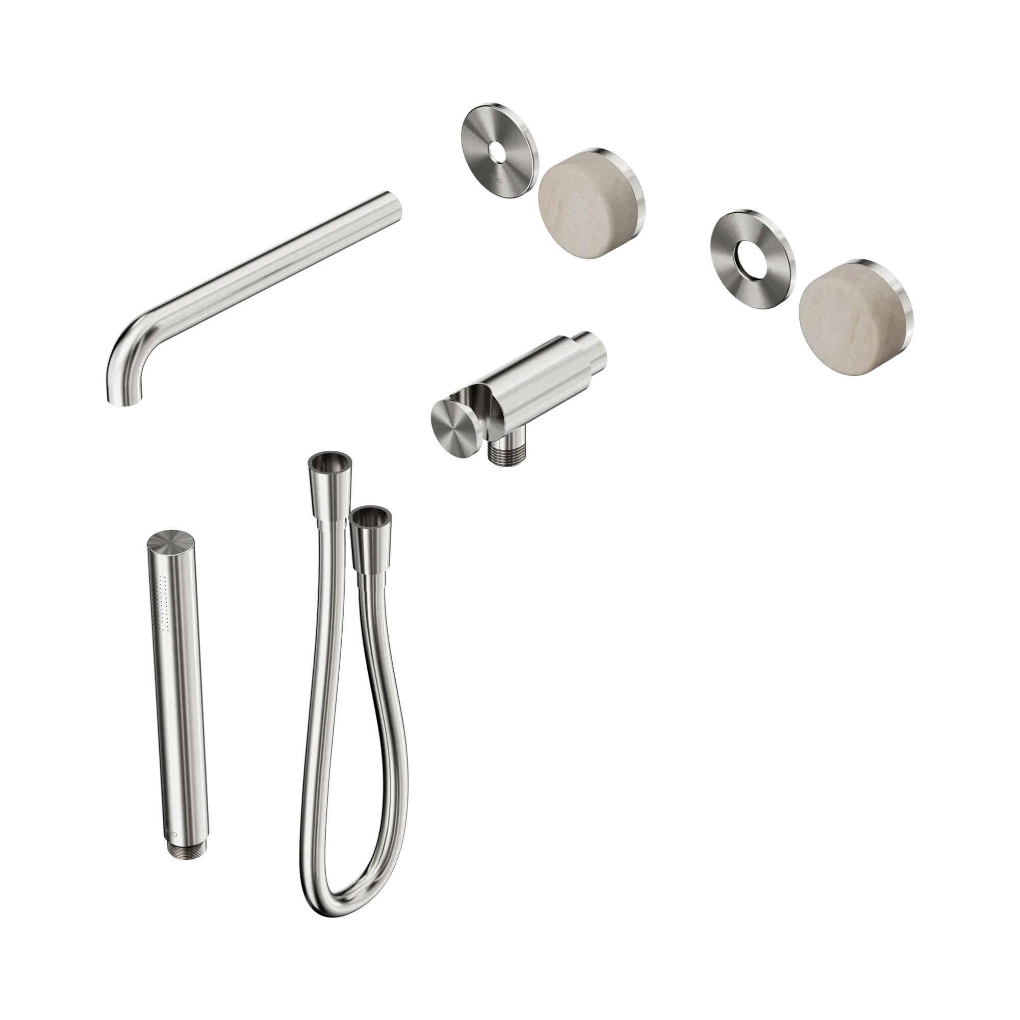 24 E081 BN Serenity Progressive Shower System With Spout With Rome Travertine Handle And Slim Shower Trim Kit Only Brushed Nickel image 1