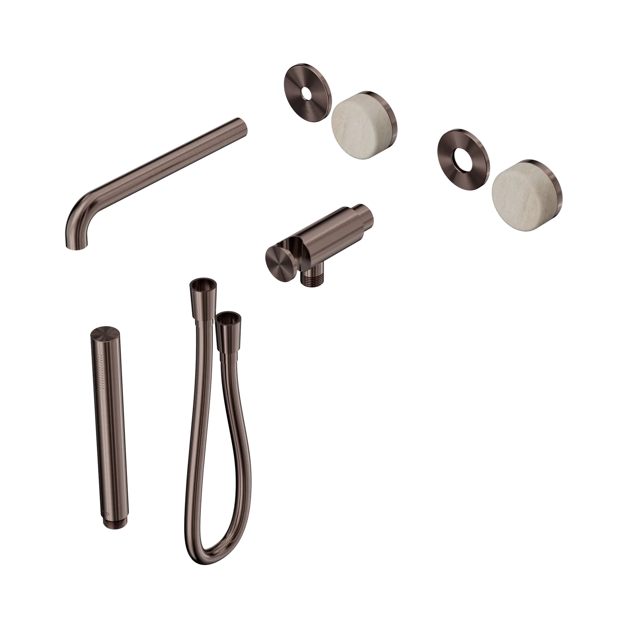 24 E081 BZ Serenity Progressive Shower System With Spout With Rome Travertine Handle And Slim Shower Trim Kit Only Brushed Bronze image 1