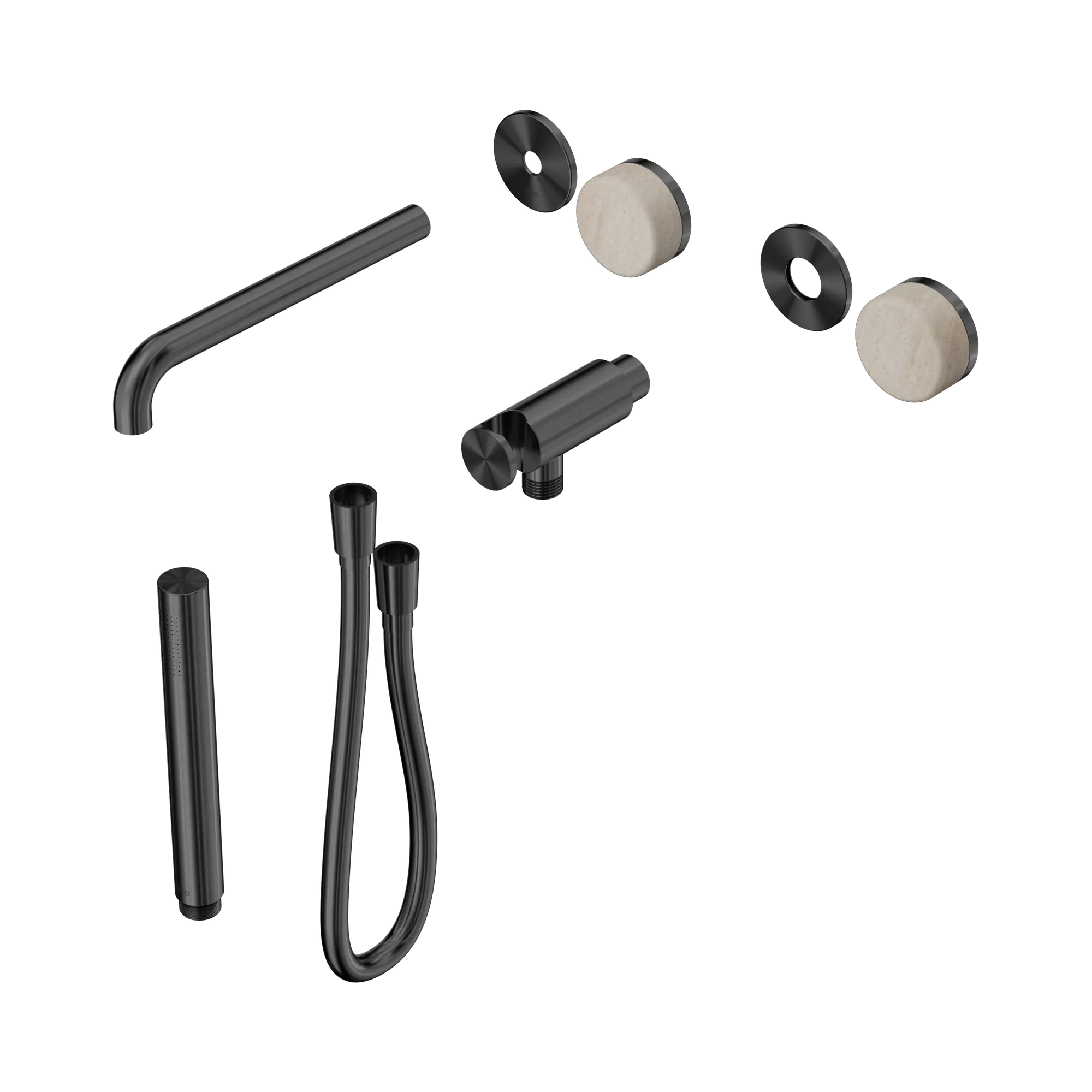 24 E081 GM Serenity Progressive Shower System With Spout With Rome Travertine Handle And Slim Shower Trim Kit Only Gun Metal image 1