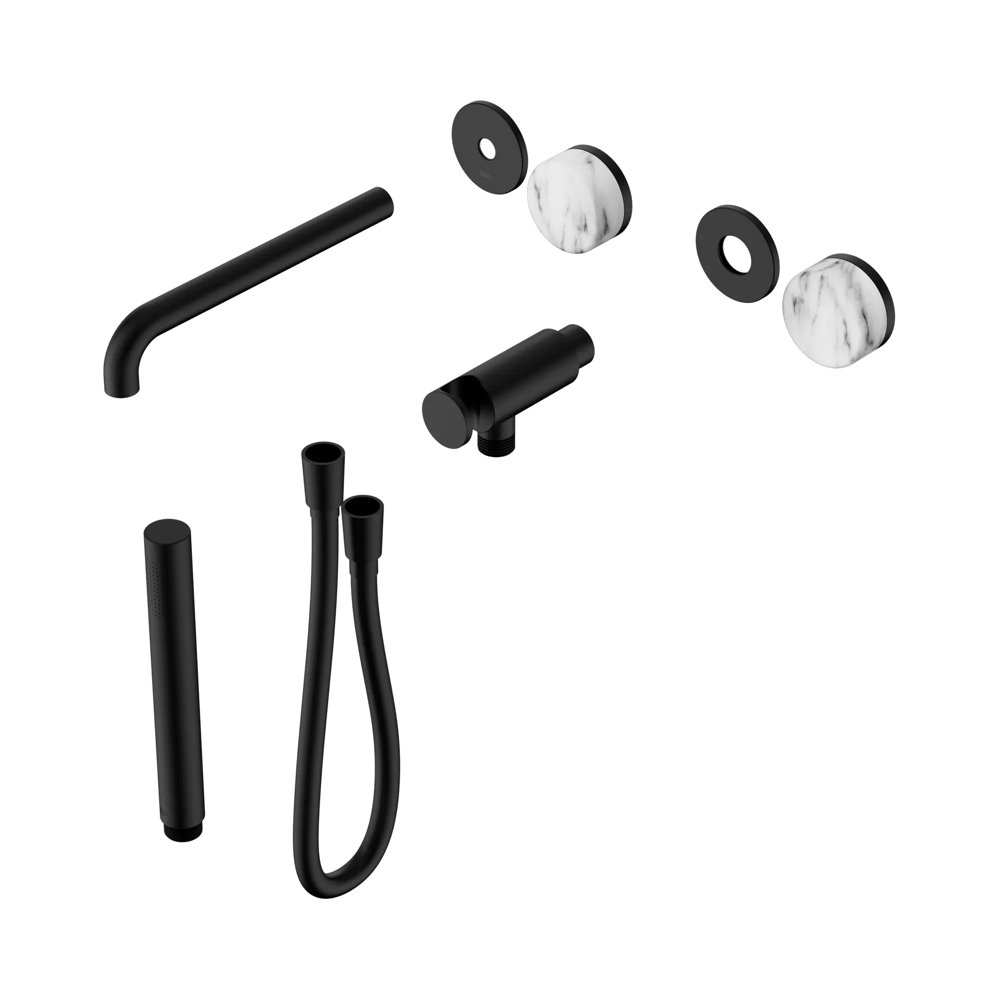 24 E082 MB Serenity Progressive Shower System With Spout With Arabescato Corchia Handle And Slim Shower Trim Kit Only Matte Black image 1
