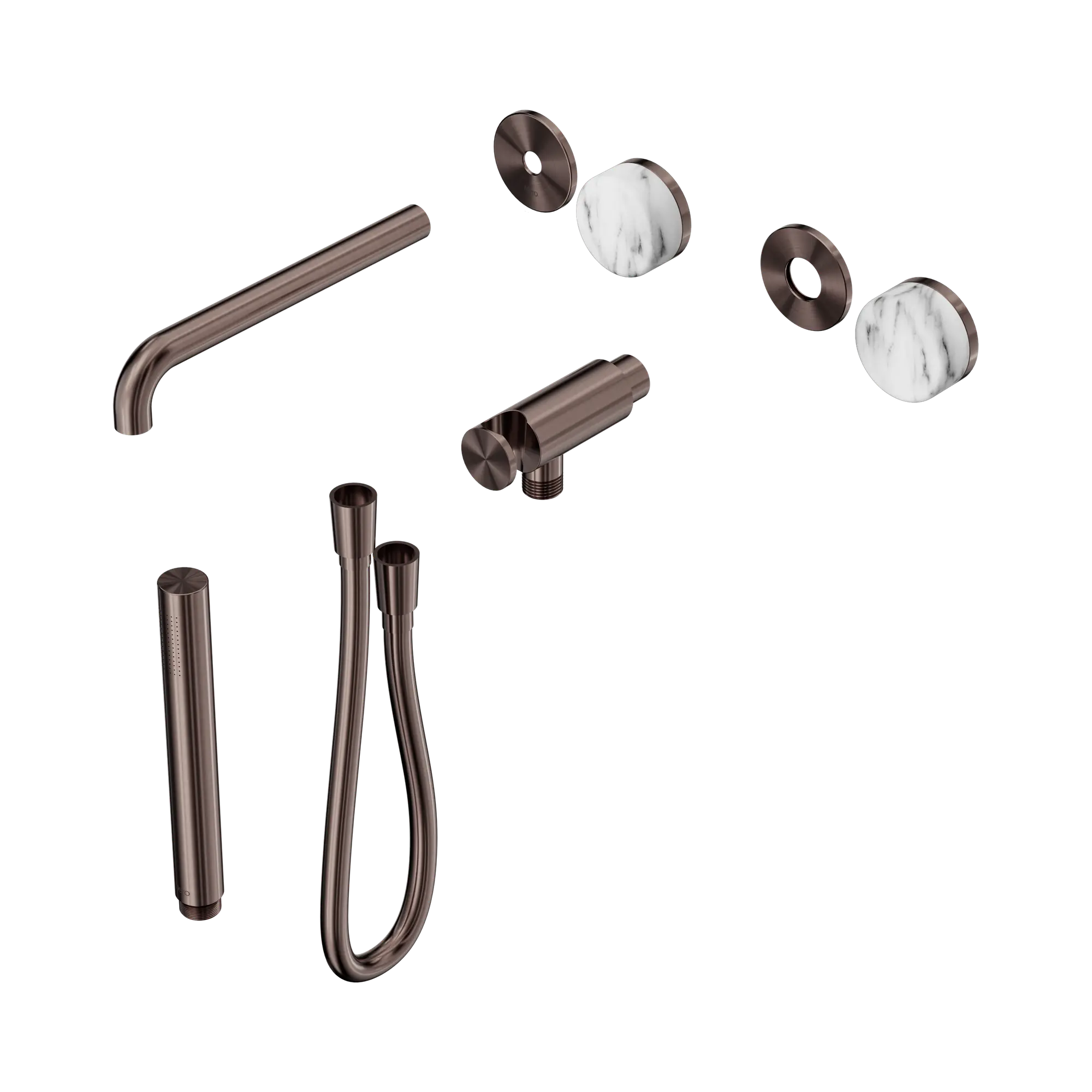 24 E082 BZ Serenity Progressive Shower System With Spout With Arabescato Corchia Handle And Slim Shower Trim Kit Only Brushed Bronze image 1