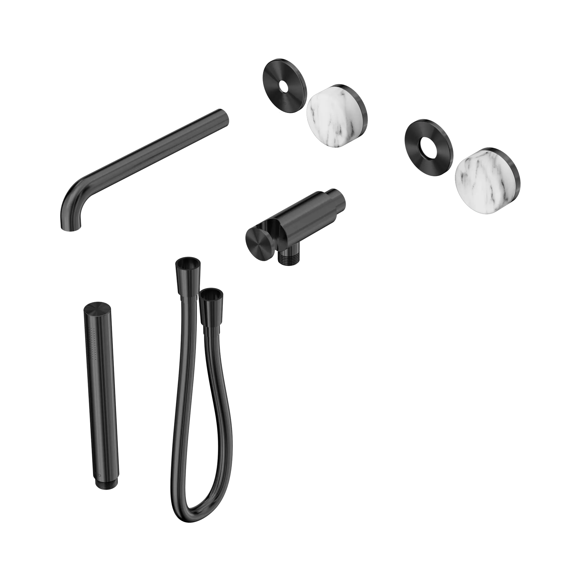 24 E082 GM Serenity Progressive Shower System With Spout With Arabescato Corchia Handle And Slim Shower Trim Kit Only Gun Metal image 1