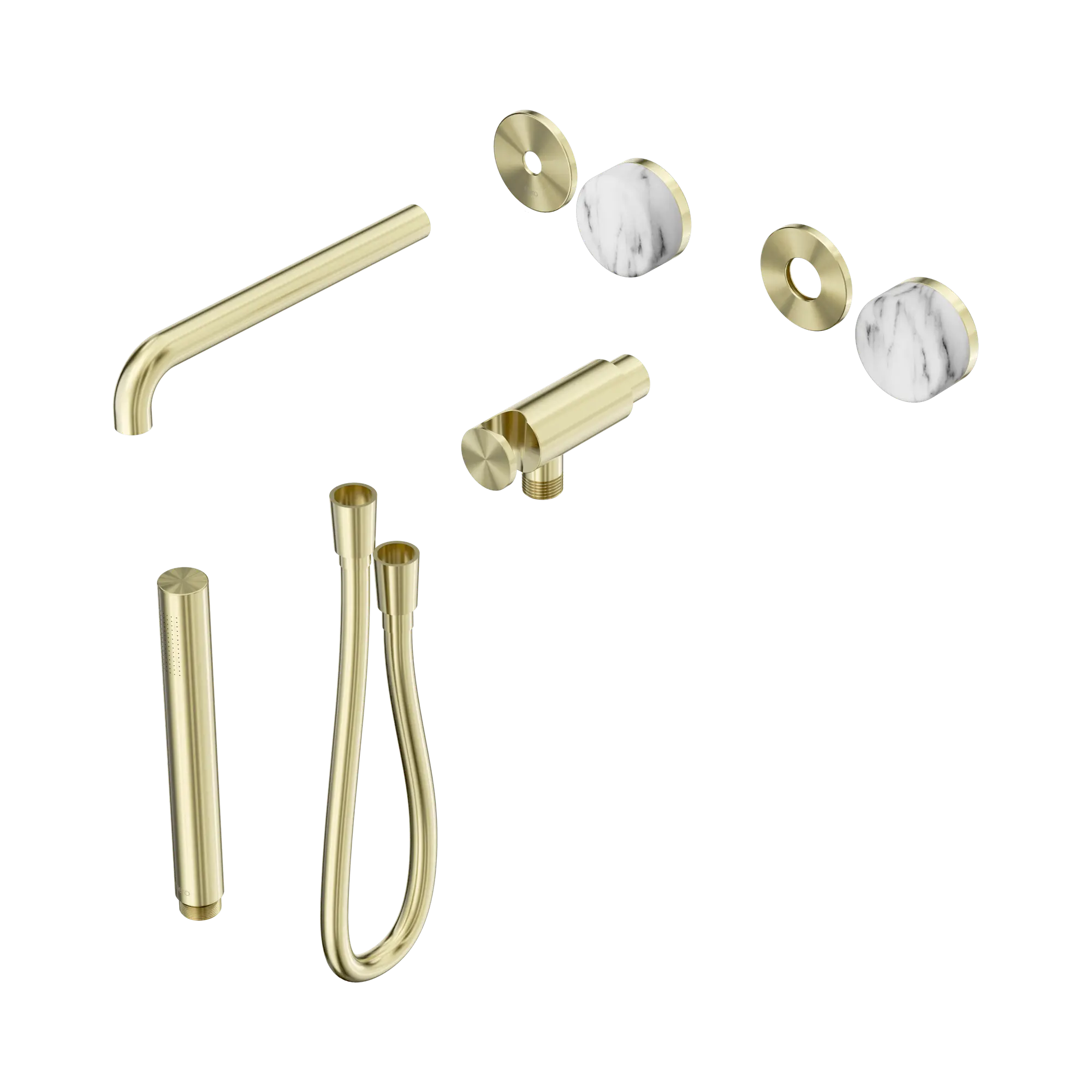 24 E082 BG Serenity Progressive Shower System With Spout With Arabescato Corchia Handle And Slim Shower Trim Kit Only Brushed Gold image 1