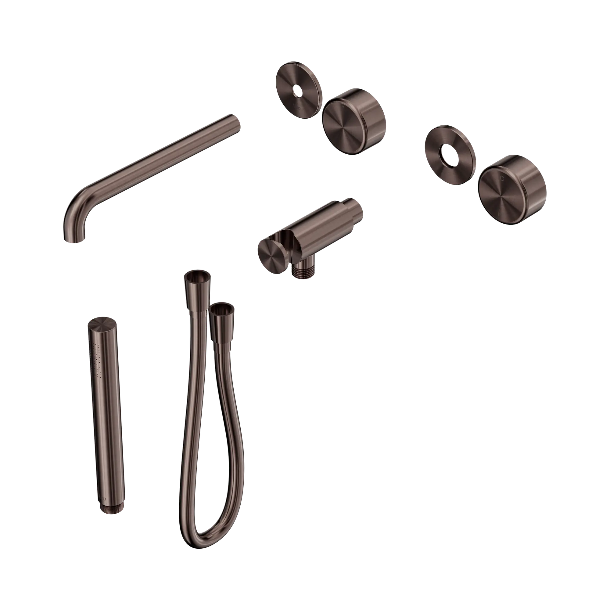24 E084 BZ Serenity Progressive Shower System With Spout With Metal Handle And Slim Shower Trim Kit Only Brushed Bronze image 1