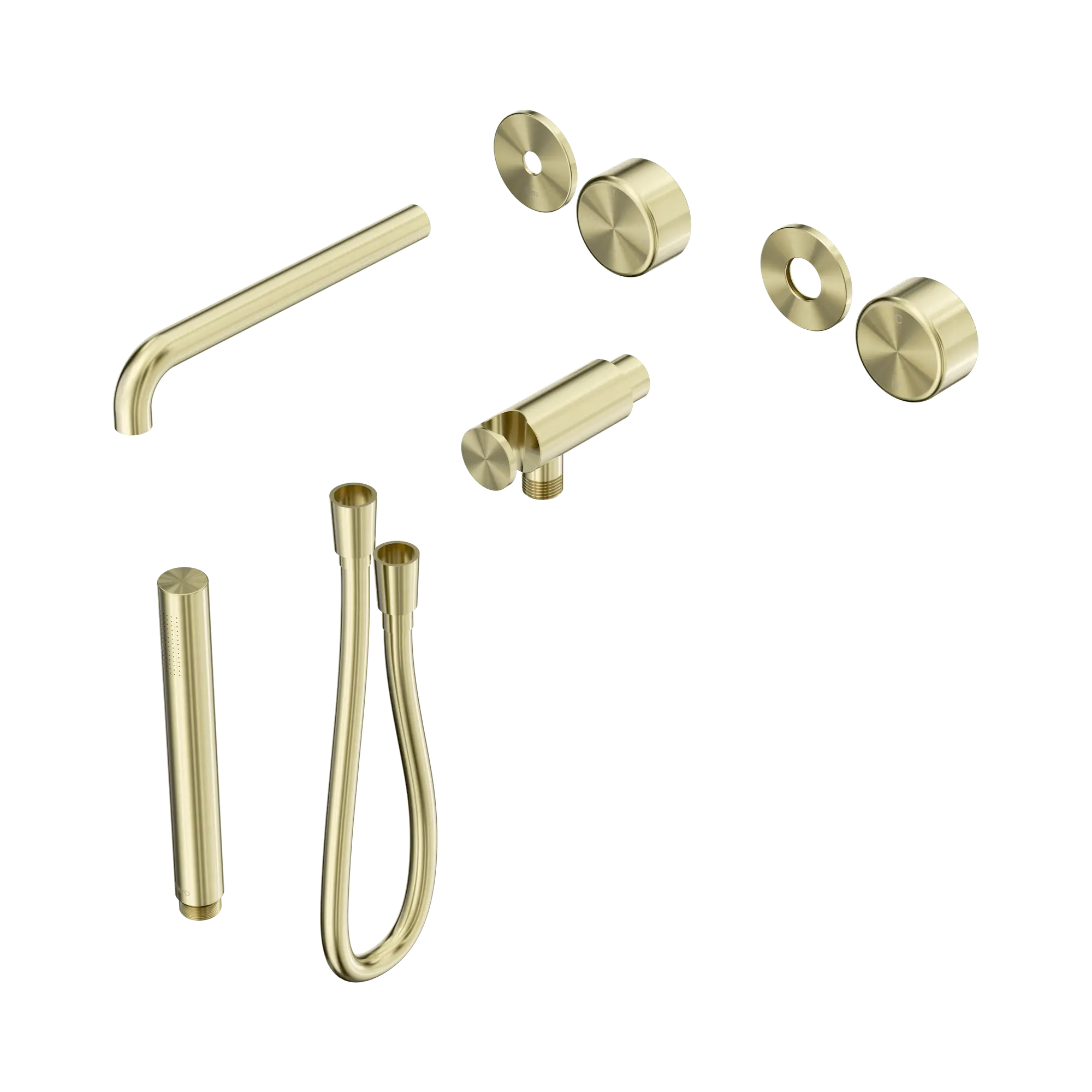 24 E084 BG Serenity Progressive Shower System With Spout With Metal Handle And Slim Shower Trim Kit Only Brushed Gold image 1