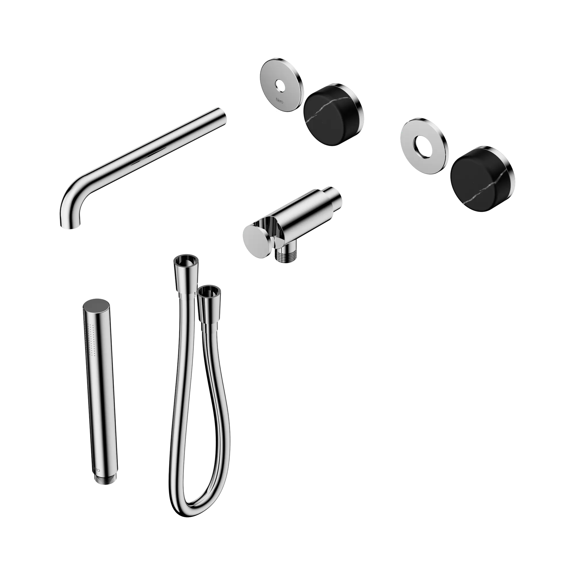 24 E121 CH Serenity Progressive Shower System With Spout With Marquina Black Handle And Slim Shower Trim Kit Only Chrome image 1