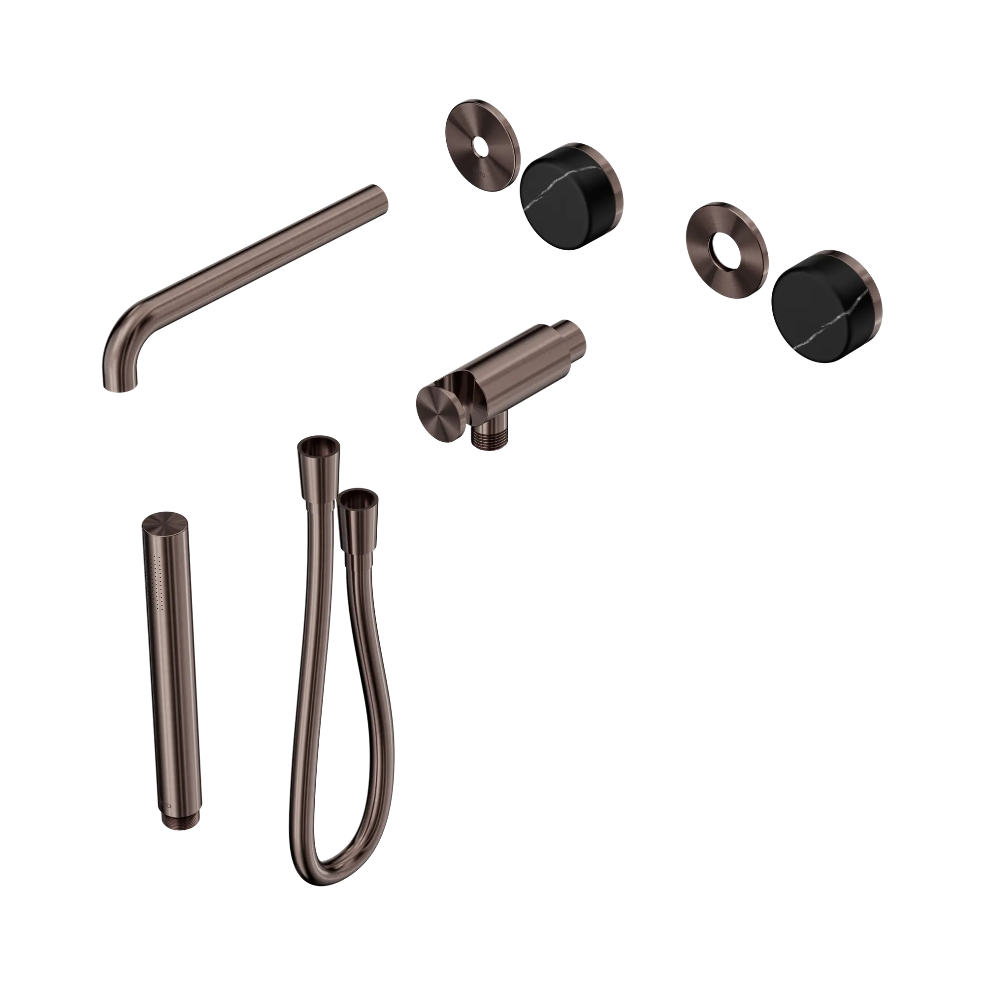 24 E121 BZ Serenity Progressive Shower System With Spout With Marquina Black Handle And Slim Shower Trim Kit Only Brushed Bronze image 1