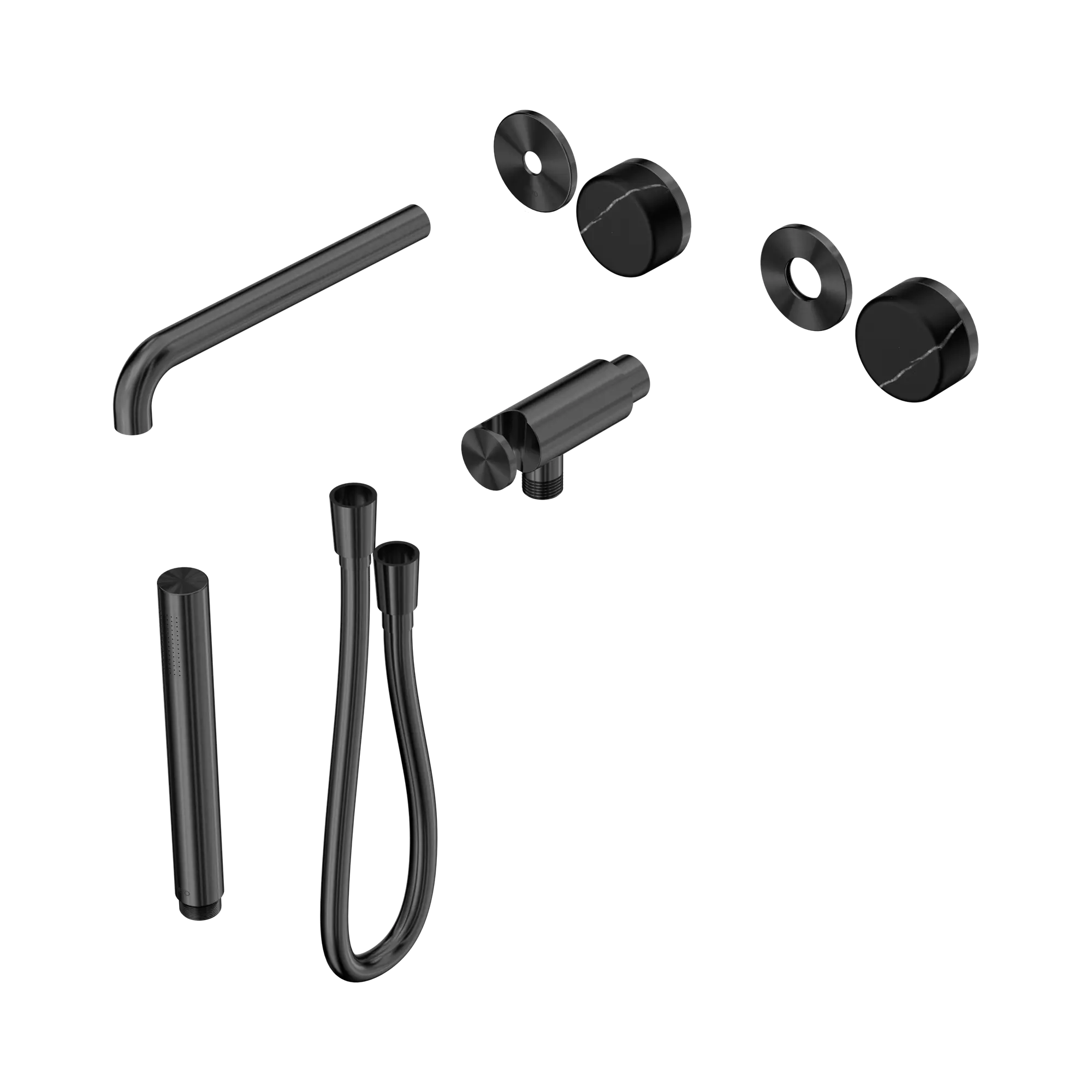 24 E121 GM Serenity Progressive Shower System With Spout With Marquina Black Handle And Slim Shower Trim Kit Only Gun Metal image 1