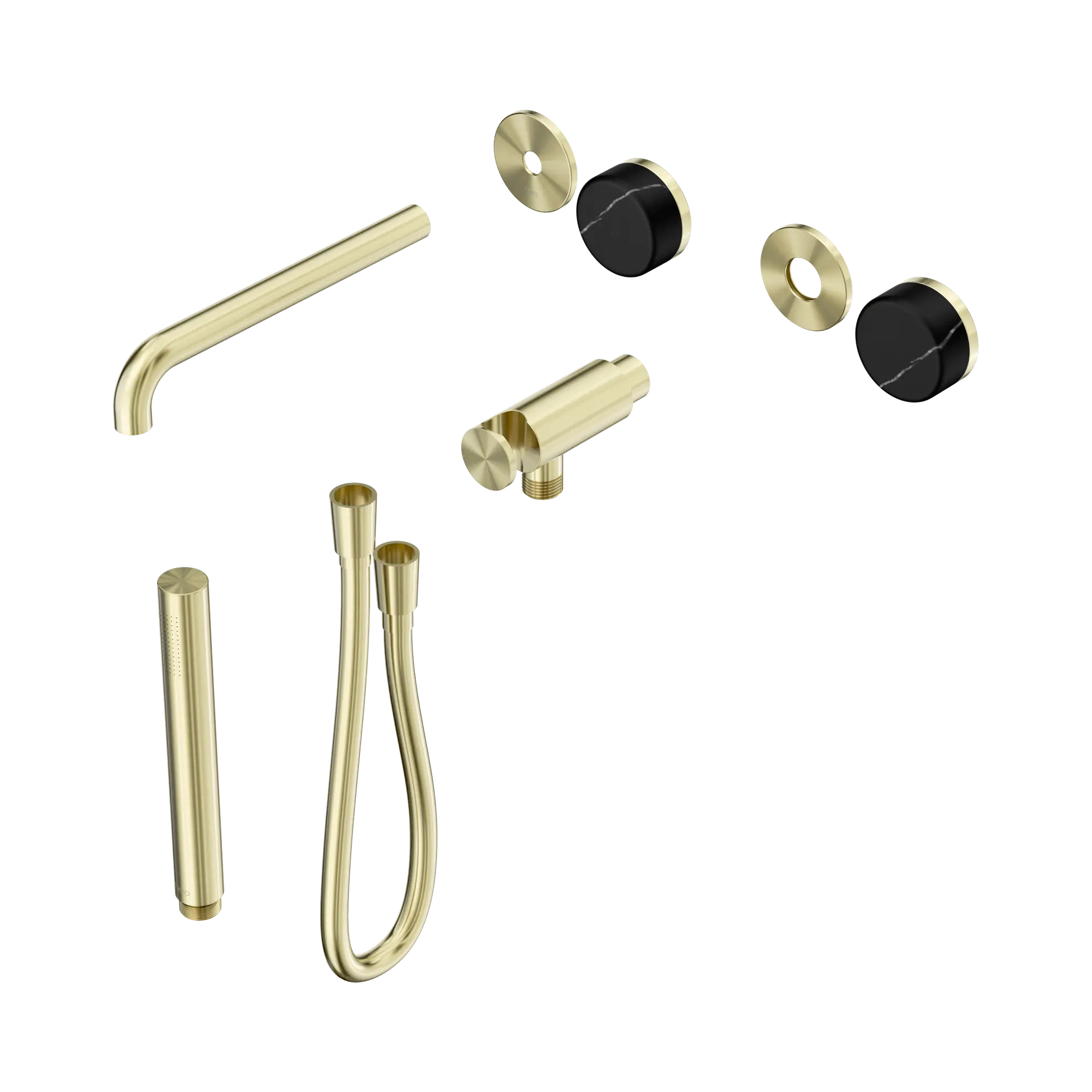 24 E121 BG Serenity Progressive Shower System With Spout With Marquina Black Handle And Slim Shower Trim Kit Only Brushed Gold image 1