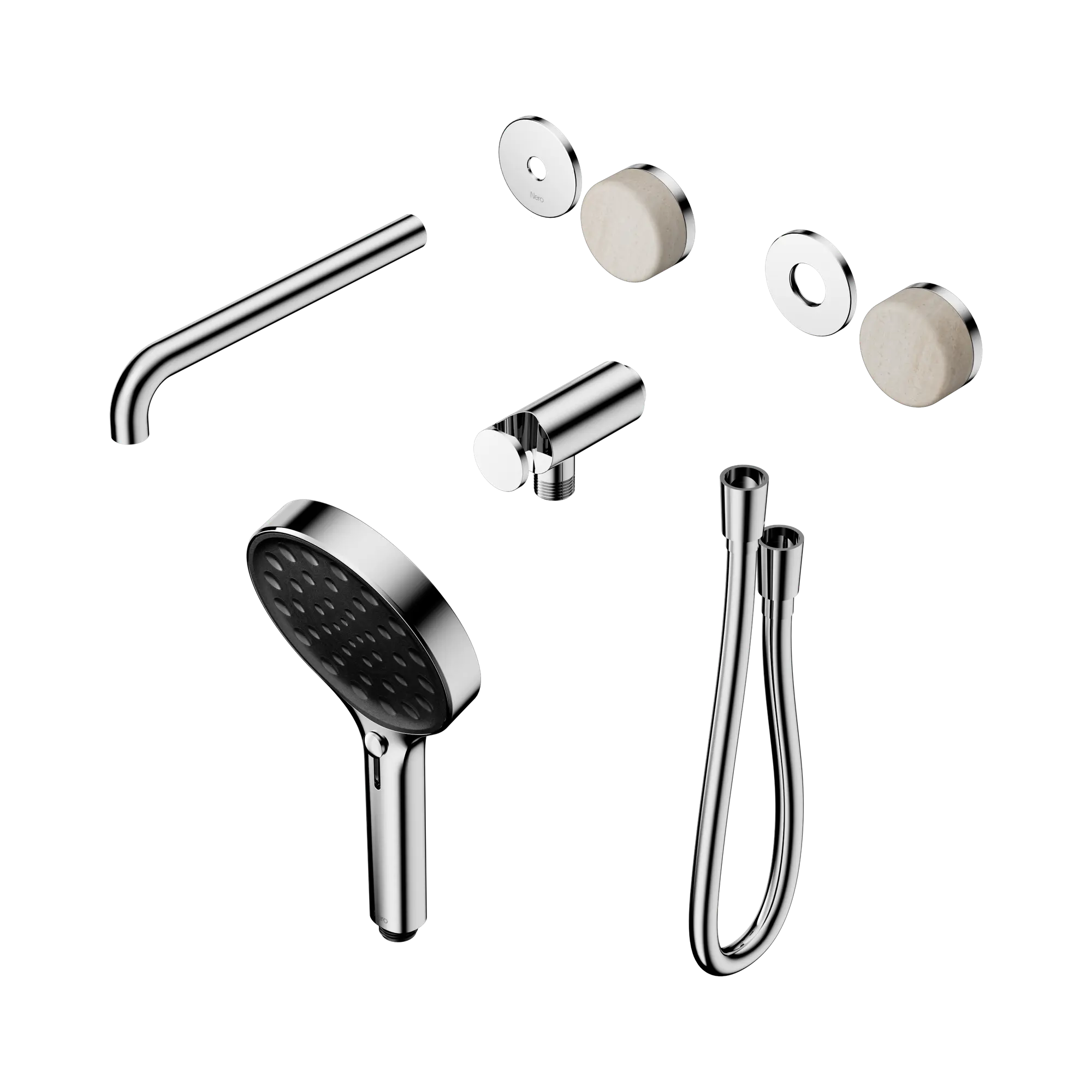 24 E087 CH Serenity Progressive Shower System With Spout With Rome Travertine Handle And Serenity Hand Shower Trim Kit Only Chrome image 1