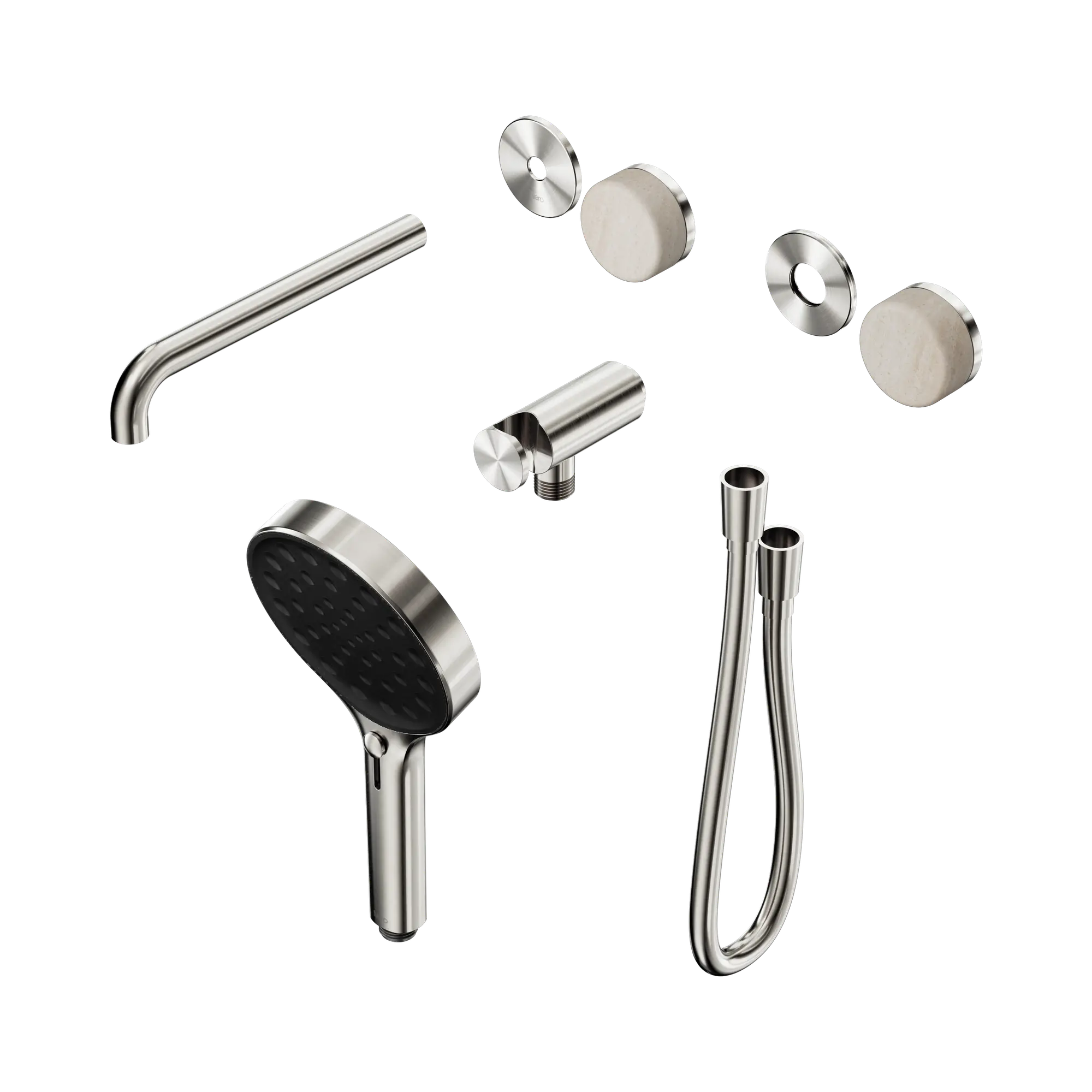 24 E087 BN Serenity Progressive Shower System With Spout With Rome Travertine Handle And Serenity Hand Shower Trim Kit Only Brushed Nickel image 1
