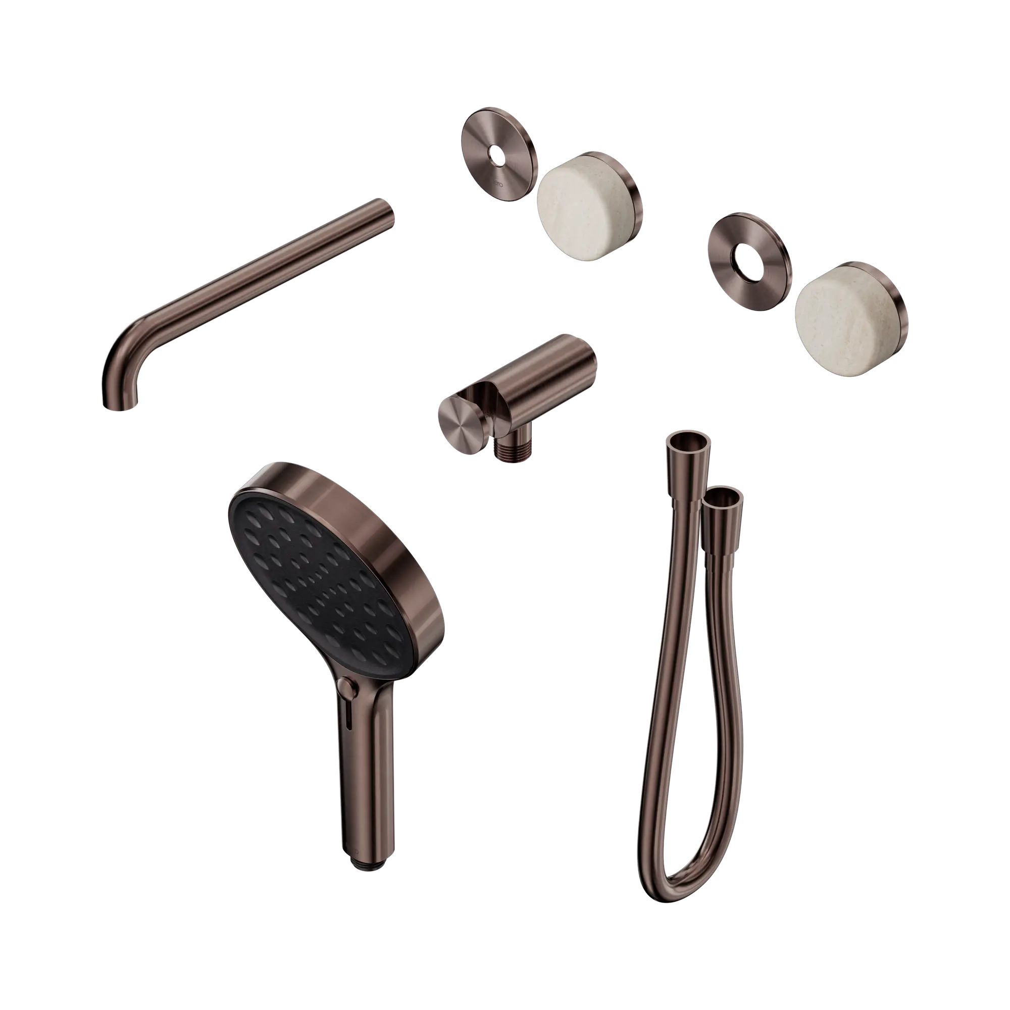 24 E087 BZ Serenity Progressive Shower System With Spout With Rome Travertine Handle And Serenity Hand Shower Trim Kit Only Brushed Bronze image 1