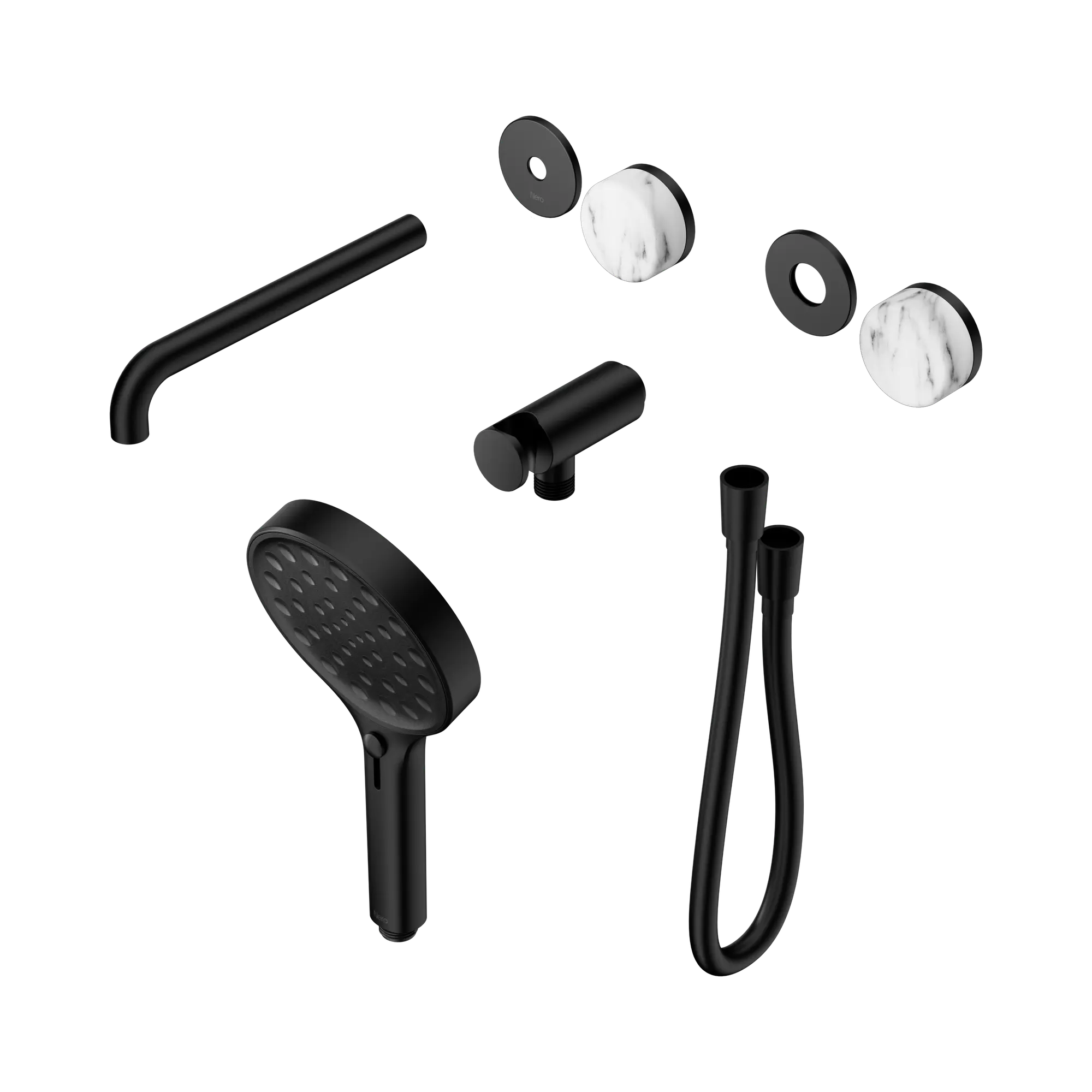 24 E088 MB Serenity Progressive Shower System With Spout With Arabescato Corchia Handle And Serenity Hand Shower Trim Kit Only Matte Black image 1