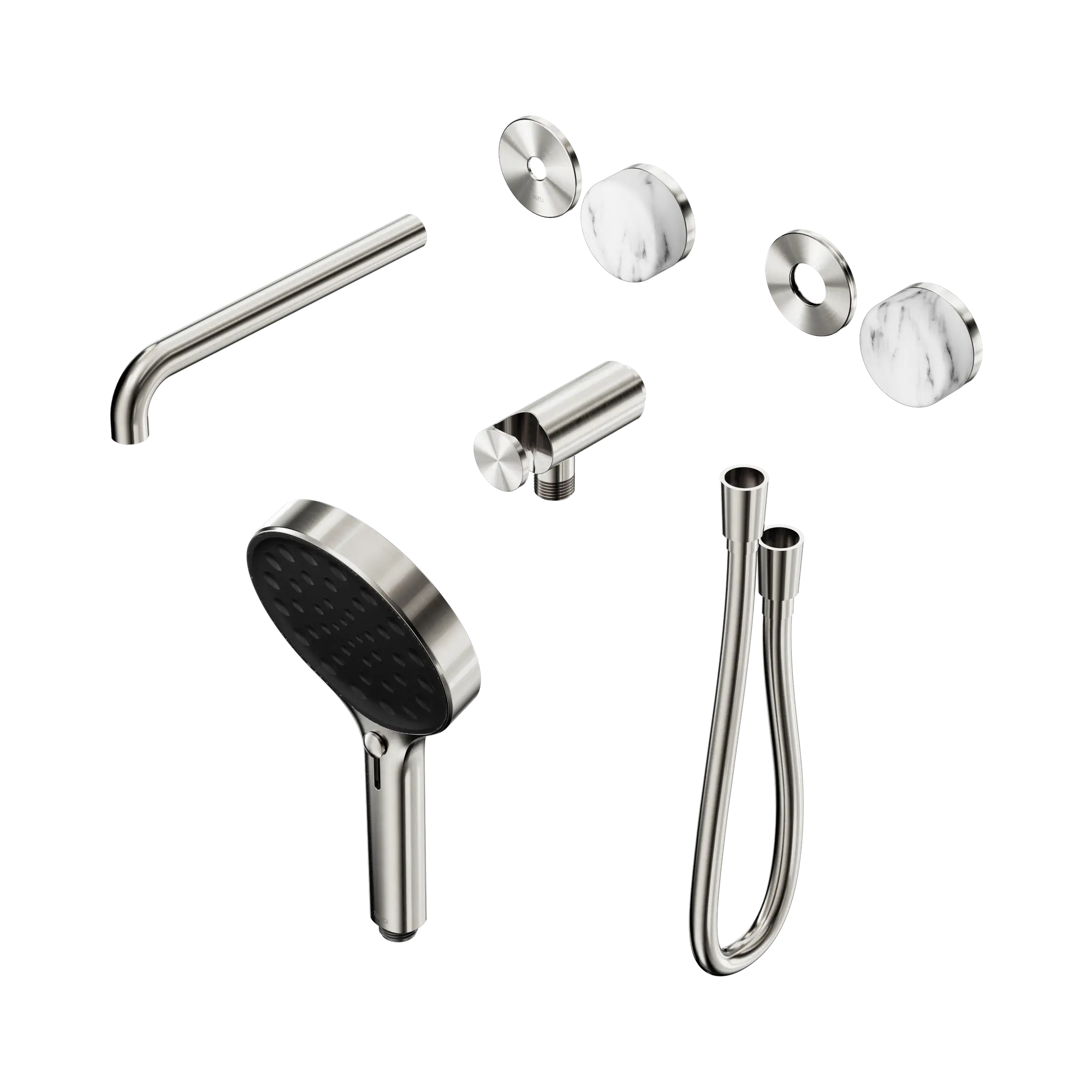 24 E088 BN Serenity Progressive Shower System With Spout With Arabescato Corchia Handle And Serenity Hand Shower Trim Kit Only Brushed Nickel image 1