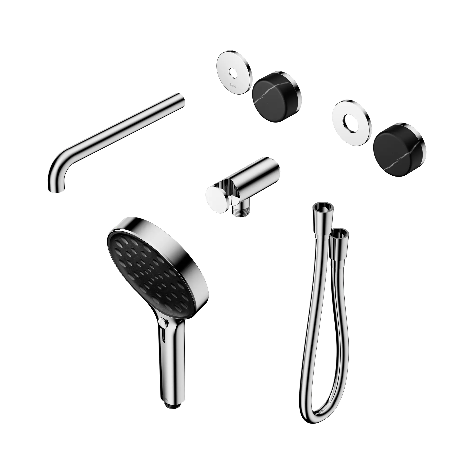 24 E122 CH Serenity Progressive Shower System With Spout With Marquina Black Handle And Serenity Hand Shower Trim Kit Only Chrome image 1