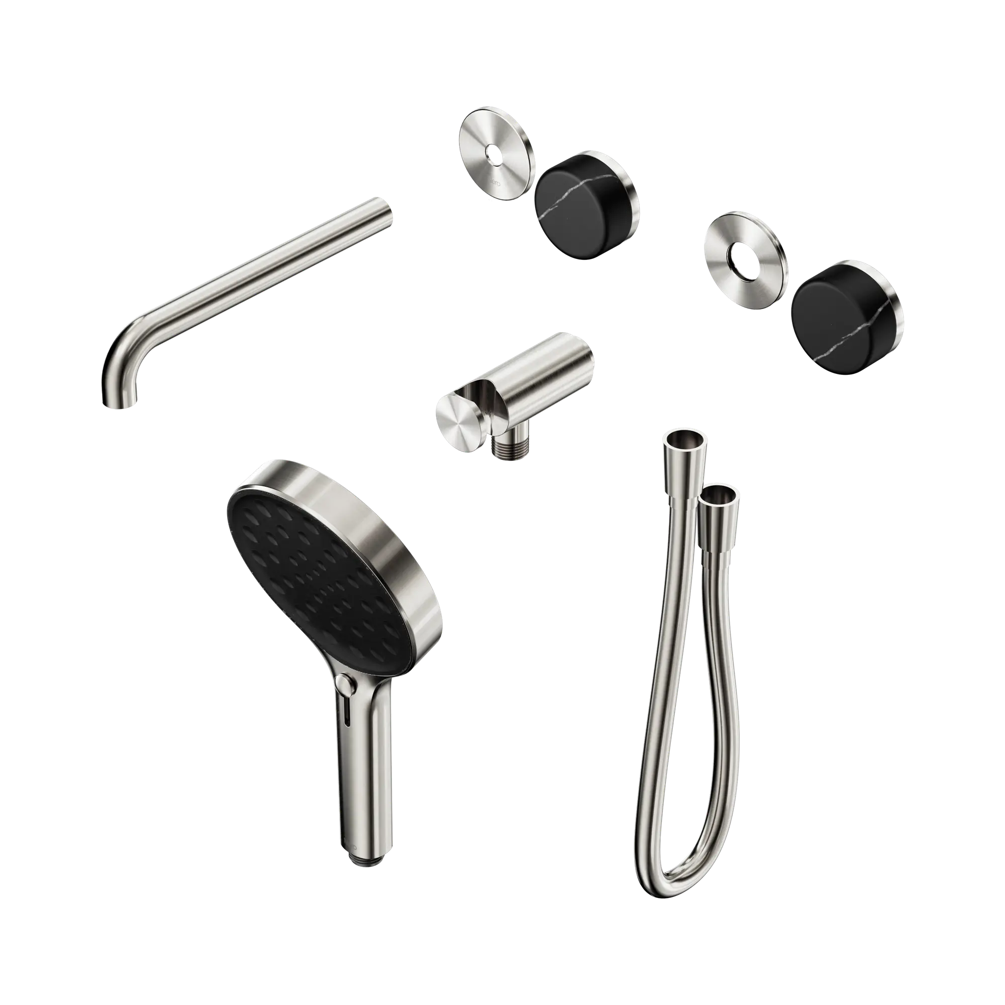 24 E122 BN Serenity Progressive Shower System With Spout With Marquina Black Handle And Serenity Hand Shower Trim Kit Only Brushed Nickel image 1