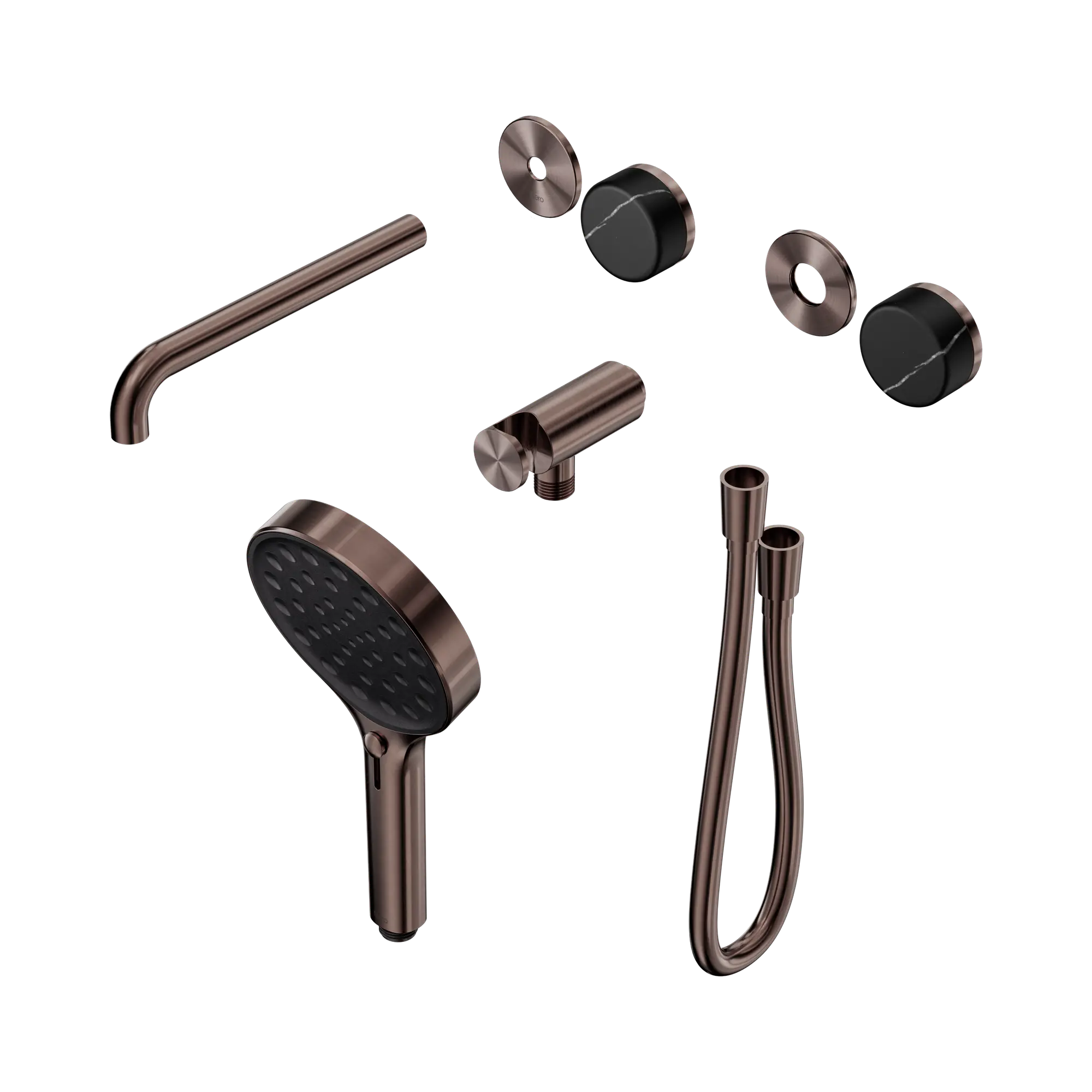 24 E122 BZ Serenity Progressive Shower System With Spout With Marquina Black Handle And Serenity Hand Shower Trim Kit Only Brushed Bronze image 1