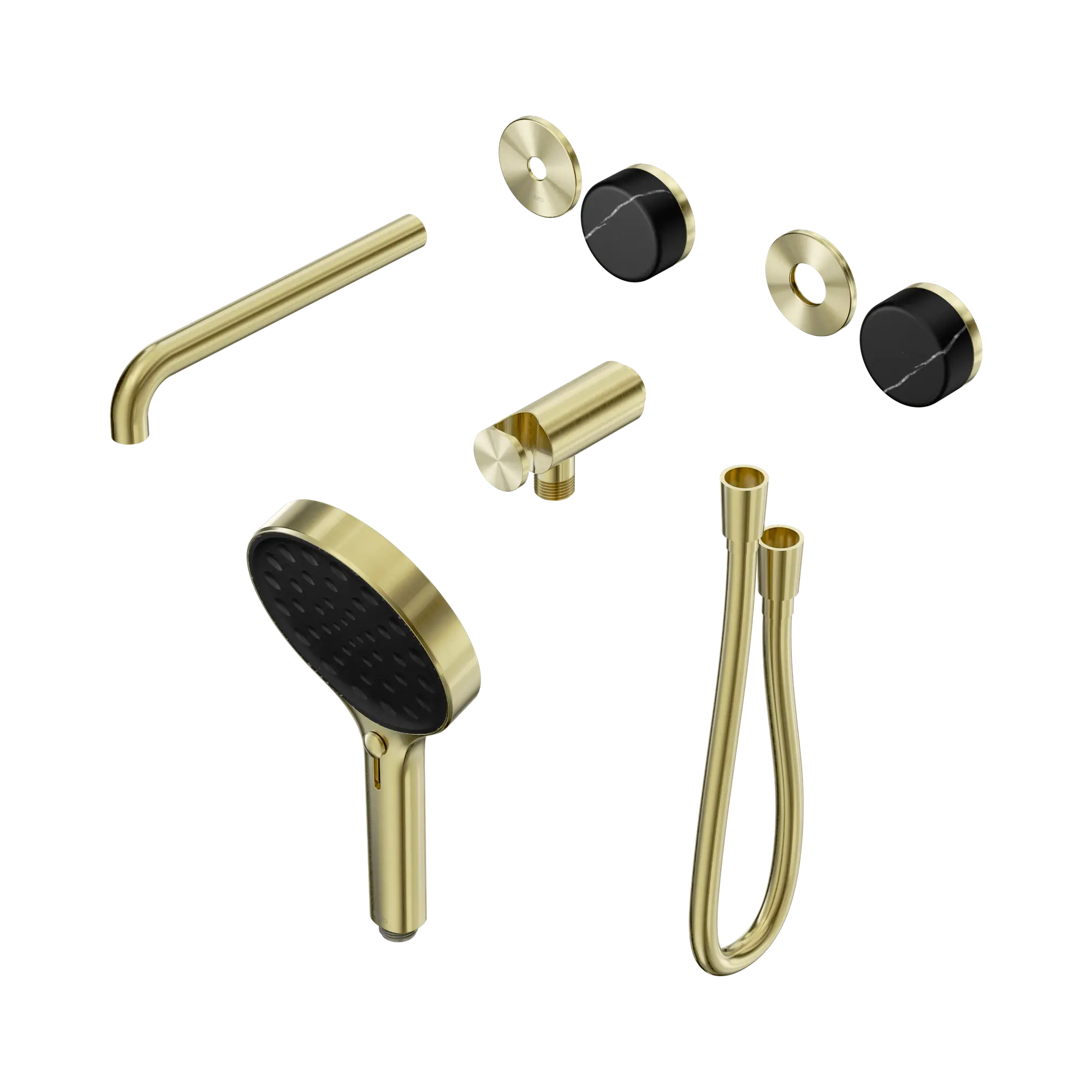 24 E122 BG Serenity Progressive Shower System With Spout With Marquina Black Handle And Serenity Hand Shower Trim Kit Only Brushed Gold image 1