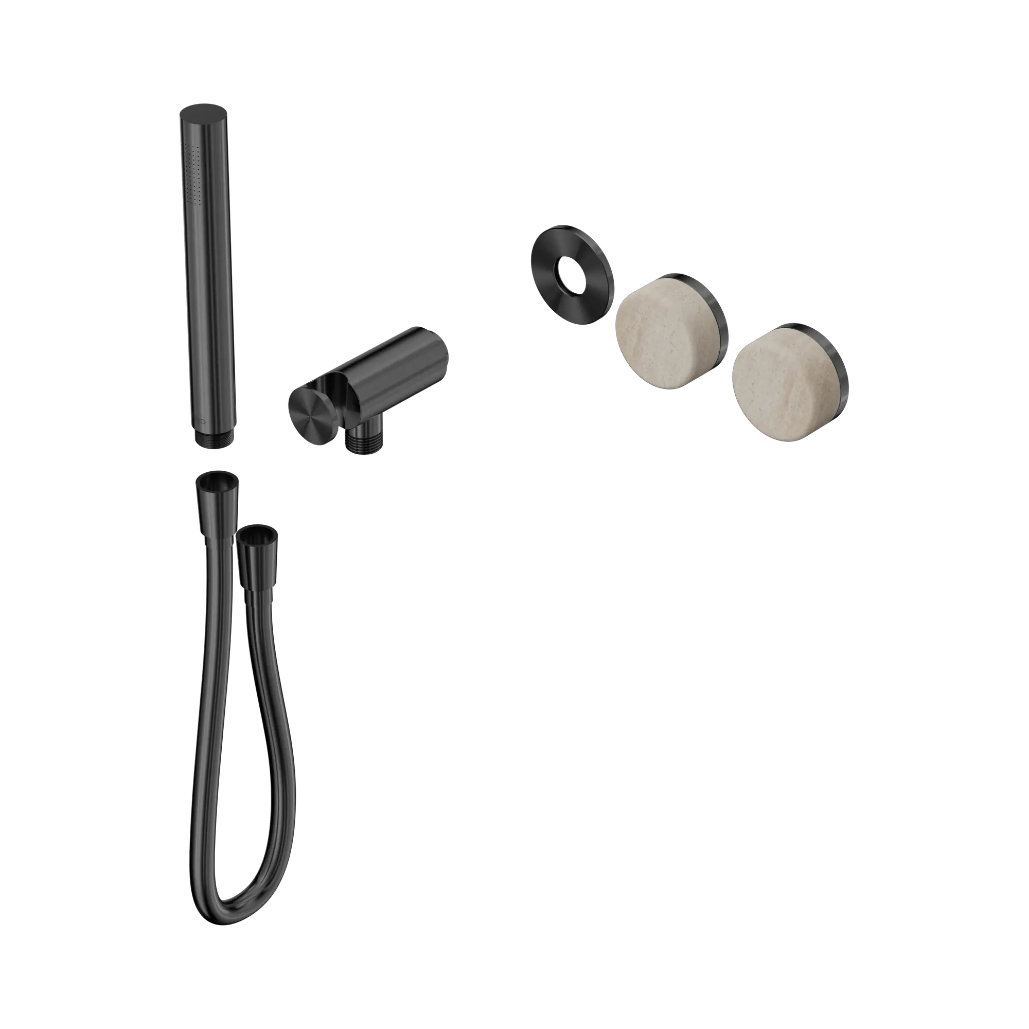 24 E093 GM Serenity Progressive Shower System With Rome Travertine Handle And Slim Shower Trim Kit Only Gun Metal image 1