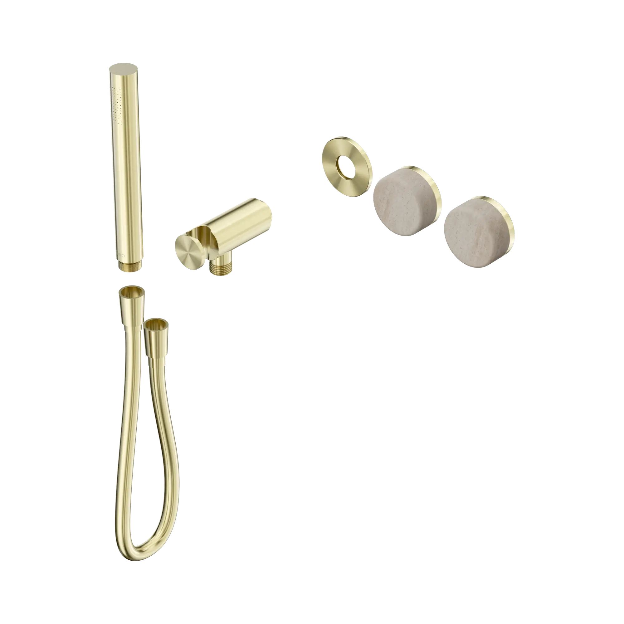 24 E093 BG Serenity Progressive Shower System With Rome Travertine Handle And Slim Shower Trim Kit Only Brushed Gold image 1