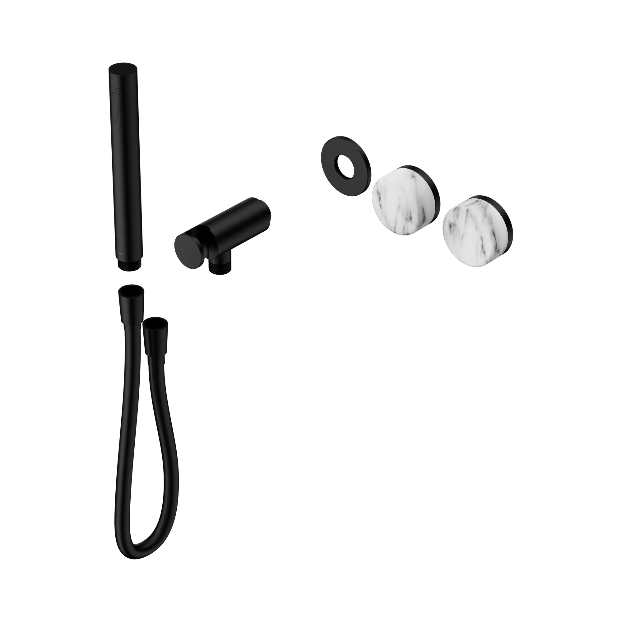 24 E094 MB Serenity Progressive Shower System With Arabescato Corchia Handle And Slim Shower Trim Kit Only Matte Black image 1