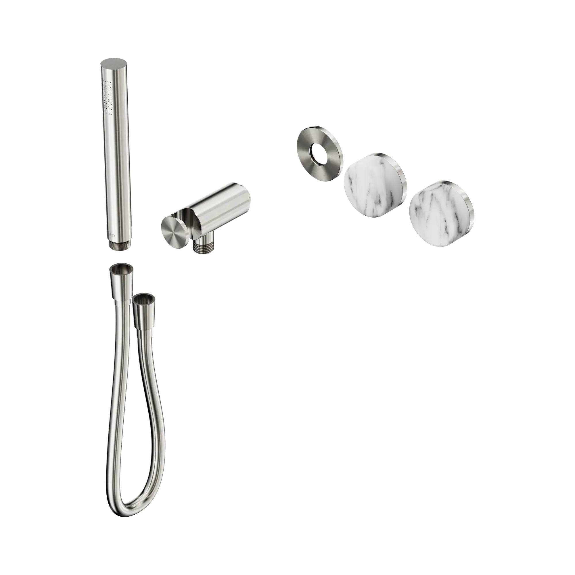 24 E094 BN Serenity Progressive Shower System With Arabescato Corchia Handle And Slim Shower Trim Kit Only Brushed Nickel image 1