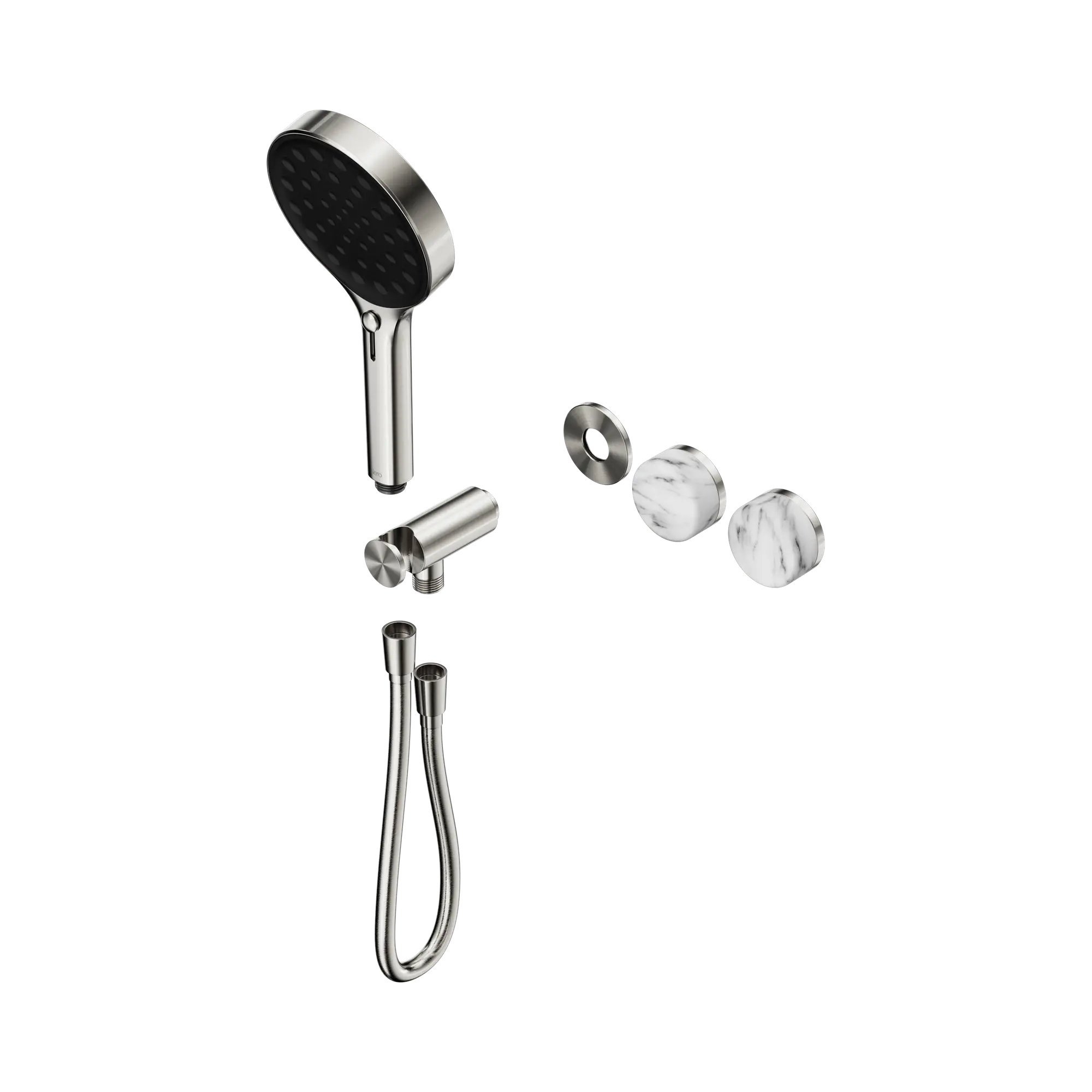 24 E100 BN Serenity Progressive Shower System With Arabescato Corchia Handle And Serenity Hand Shower Trim Kit Only Brushed Nickel image 1