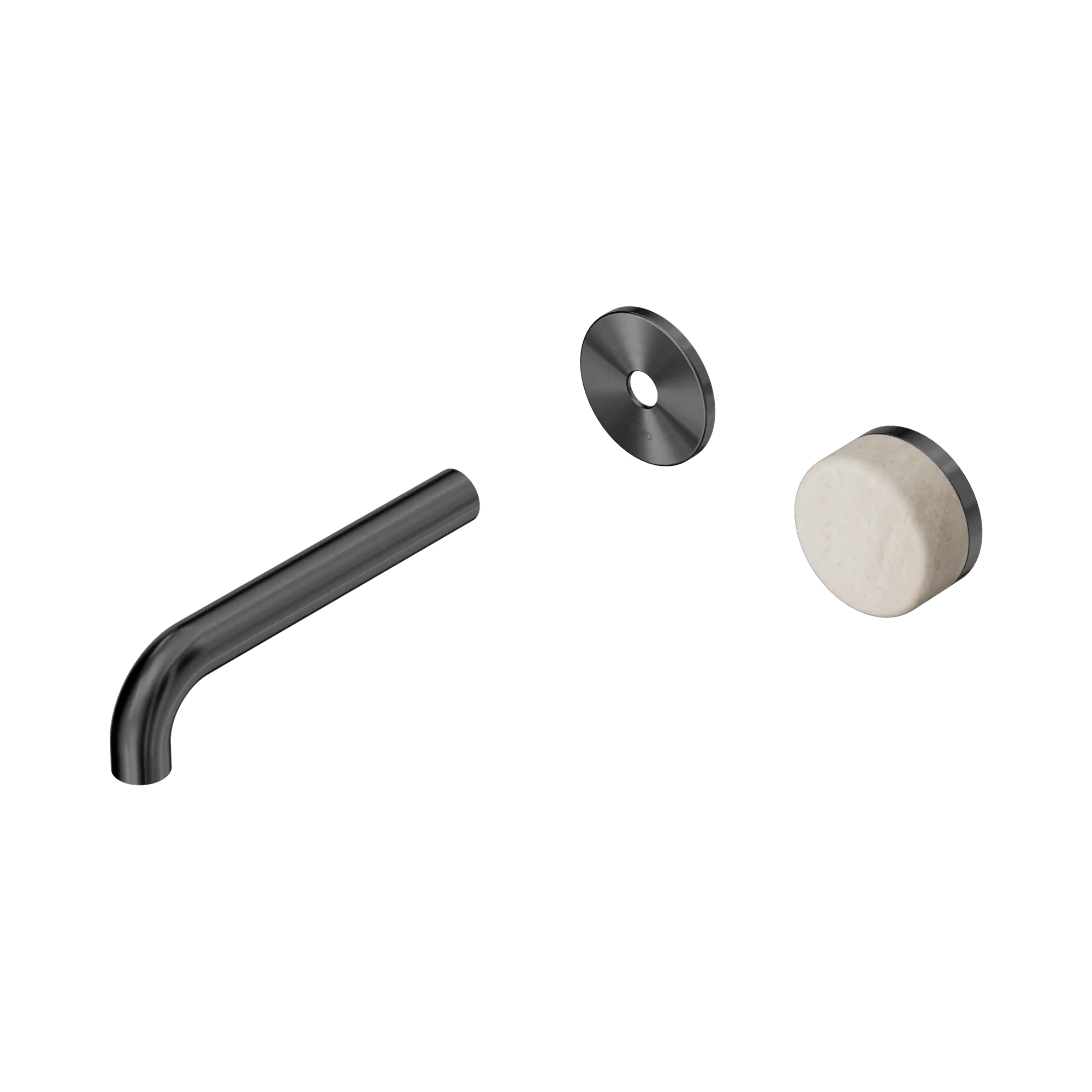 24 E105 GM Serenity Progressive Wall Basin Mixer 160mm Spout With Rome Travertine Handle Trim Kit Only Gun Metal image 1